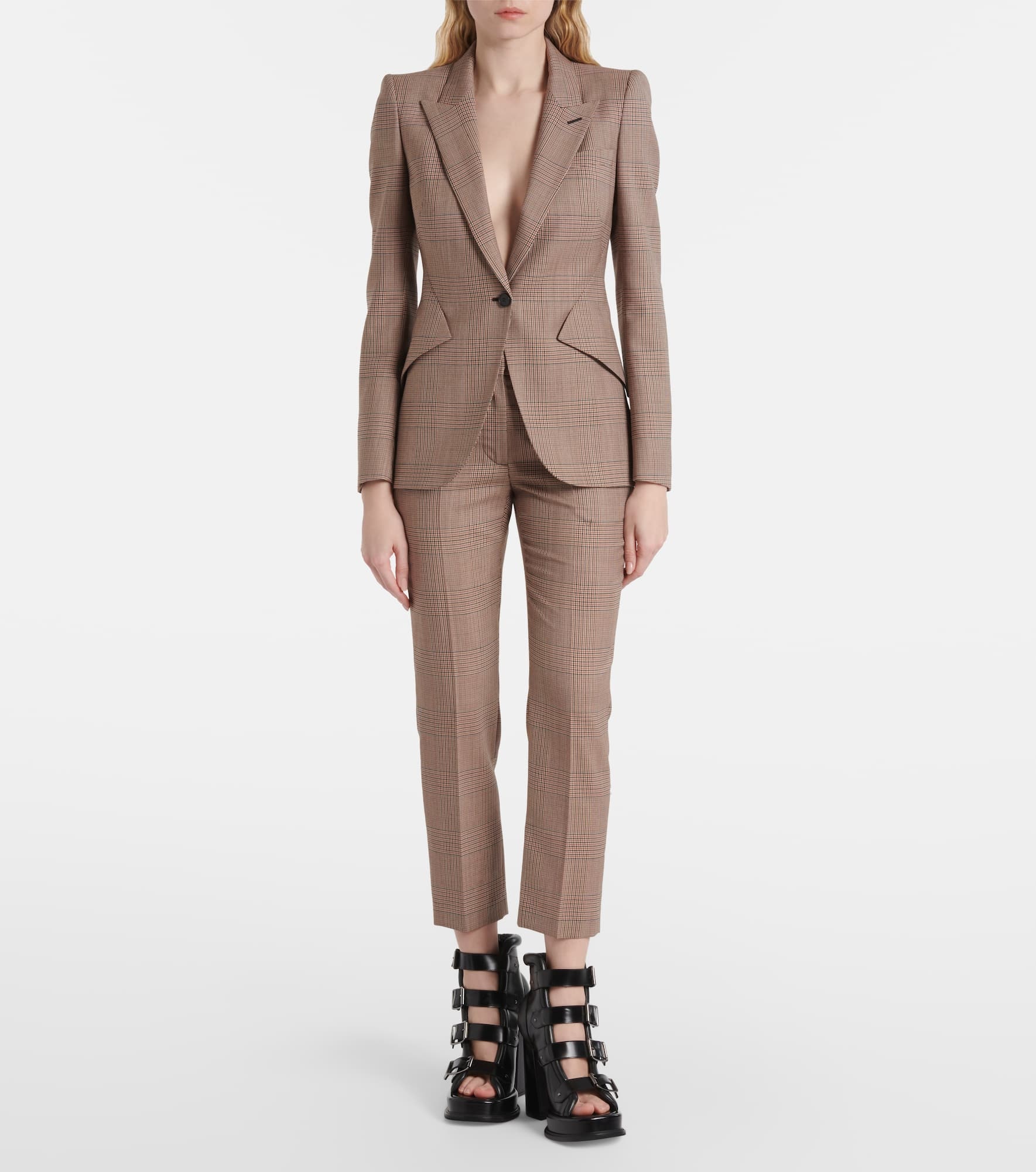 Kickback checked wool flared pants - 2