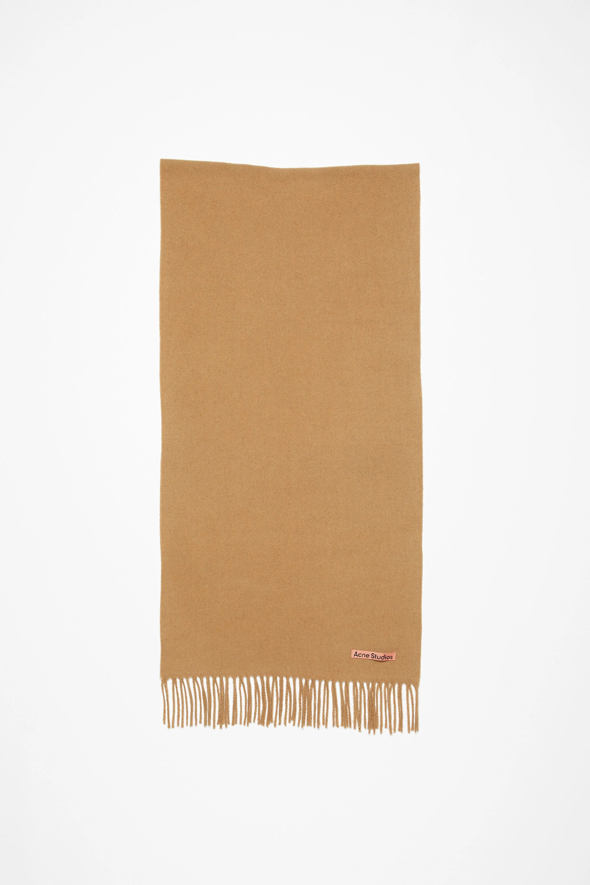 Cashmere fringe scarf - Narrow - Dark camel - 1