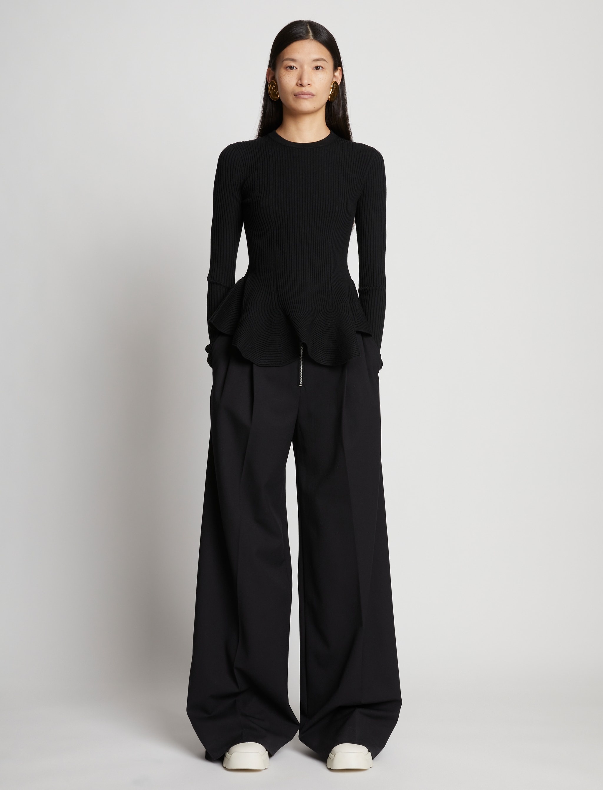 Fluted Rib Knit Peplum Sweater - 3