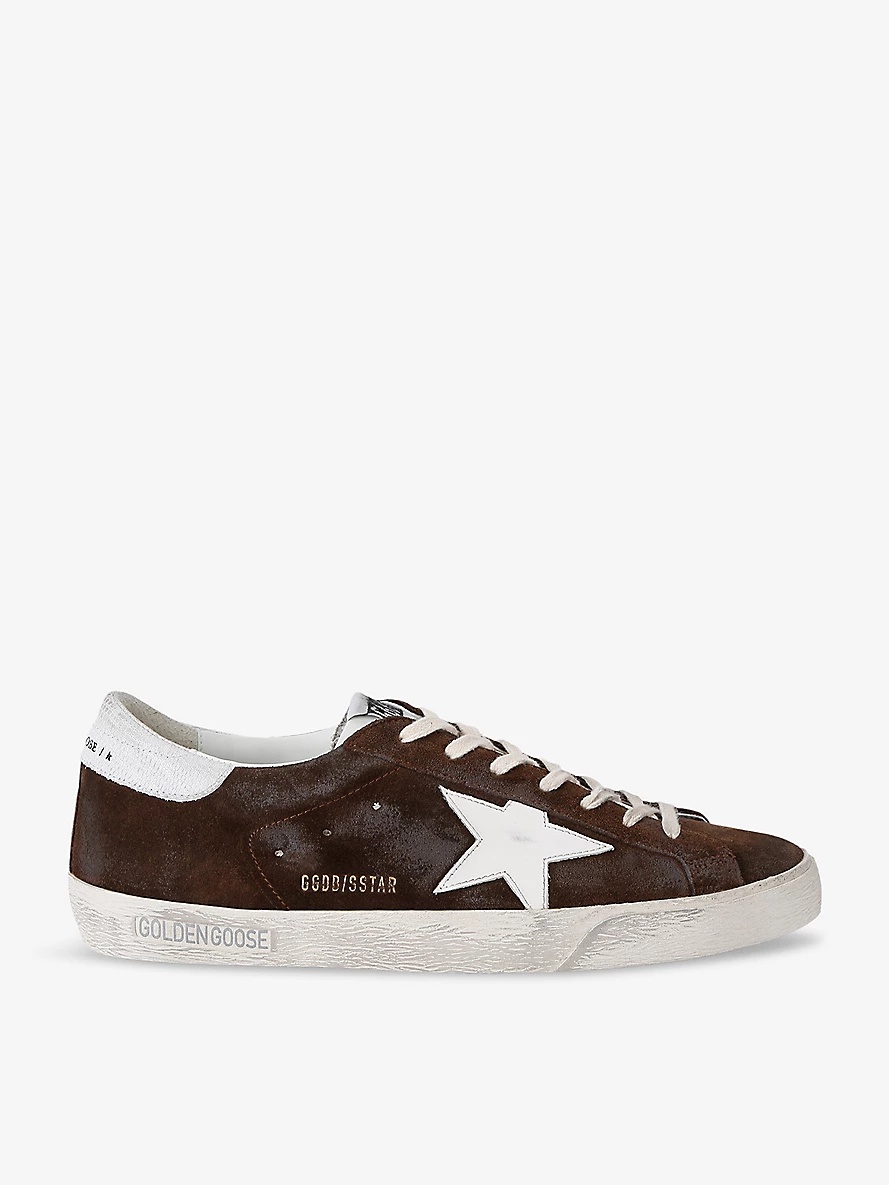 Men's Superstar star-embroidered suede low-top trainers - 1