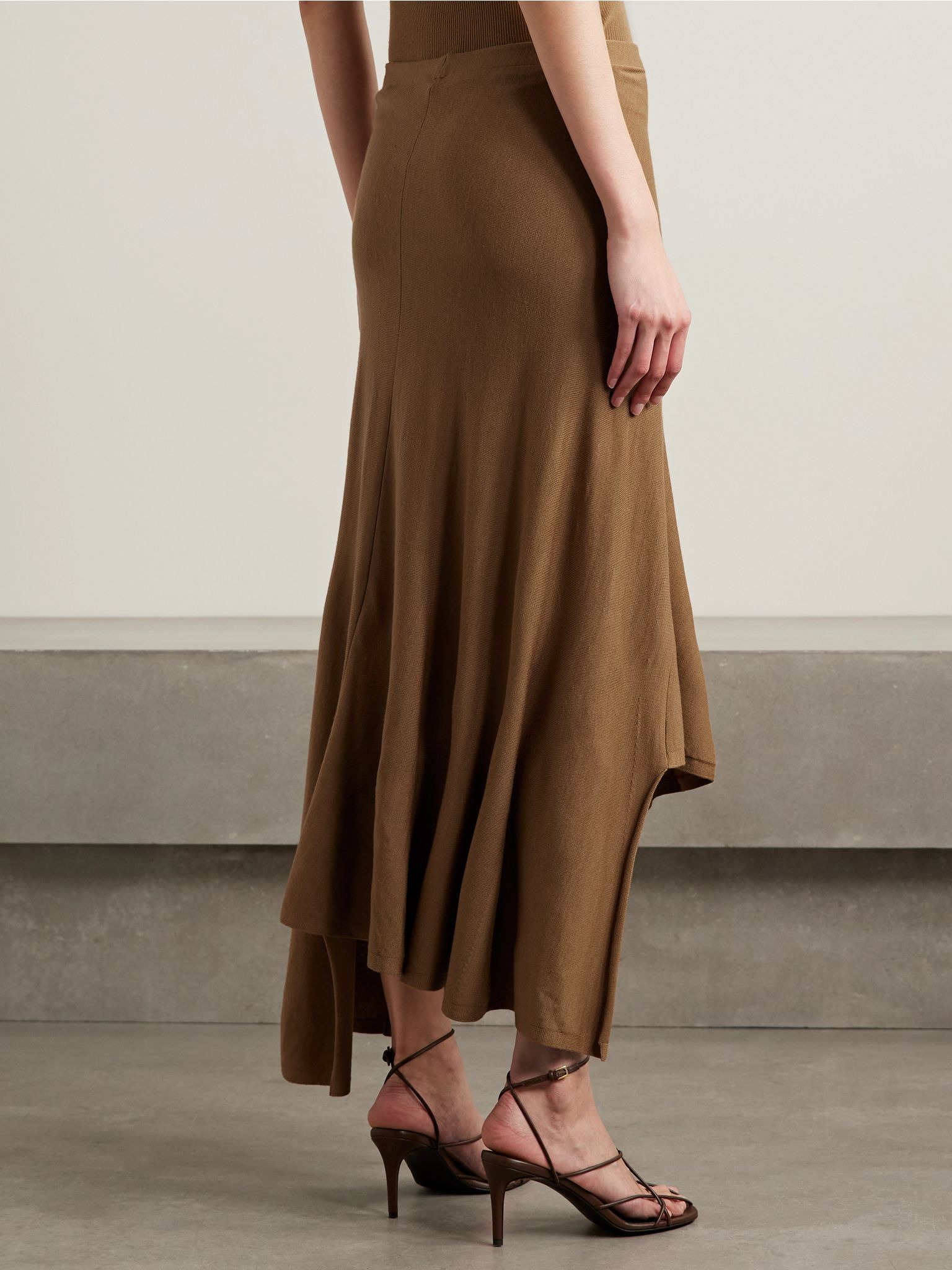 Asymmetric wool-blend midi skirt Bronze - 4
