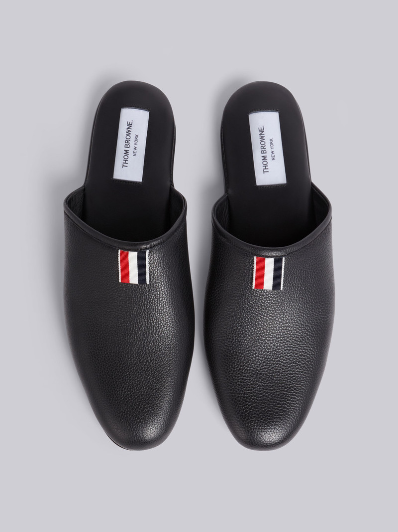 Black Pebbled Grosgrain Tab Slipper 4