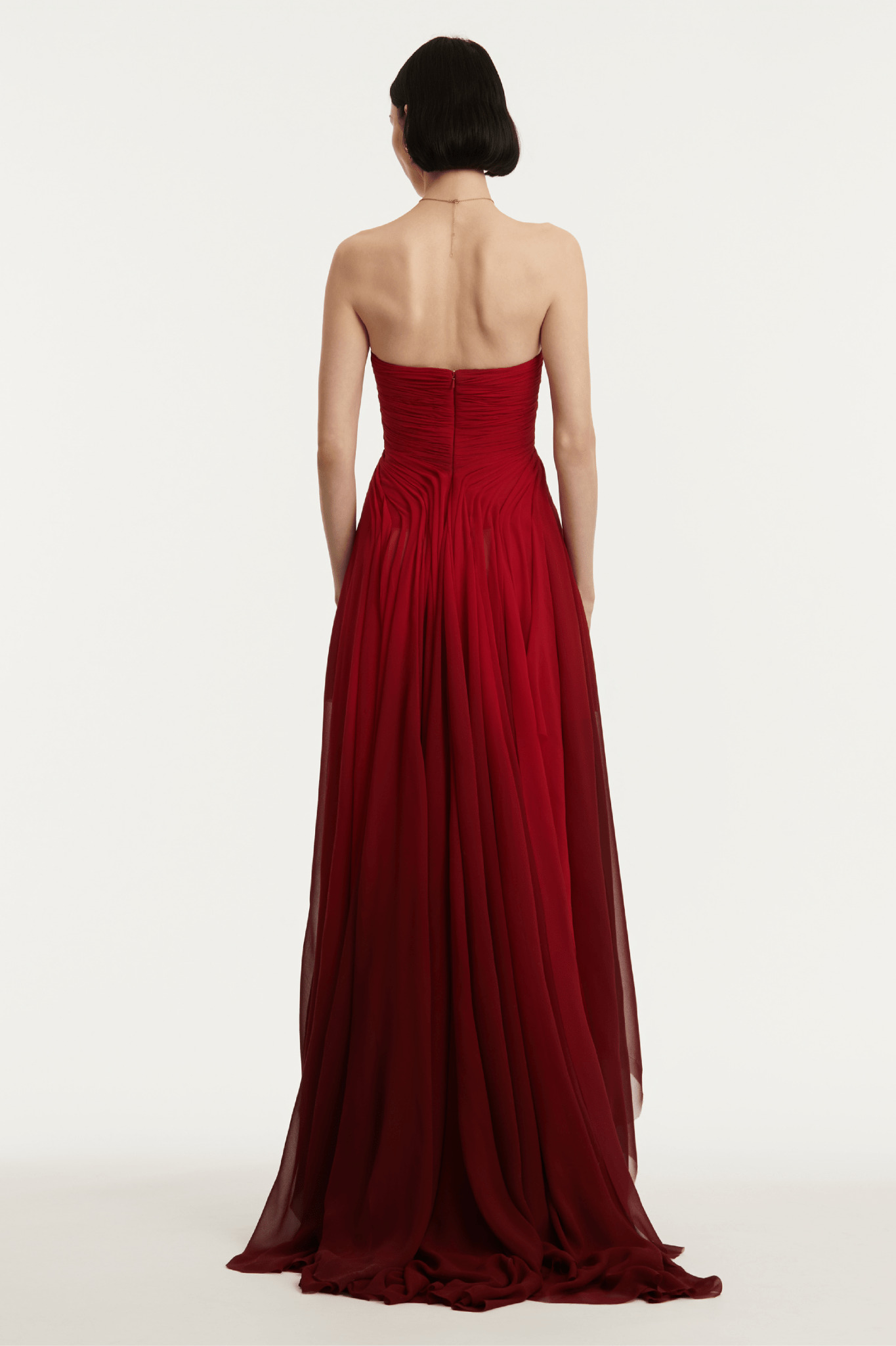 STRAPLESS SILK CHIFFON GOWN - 3