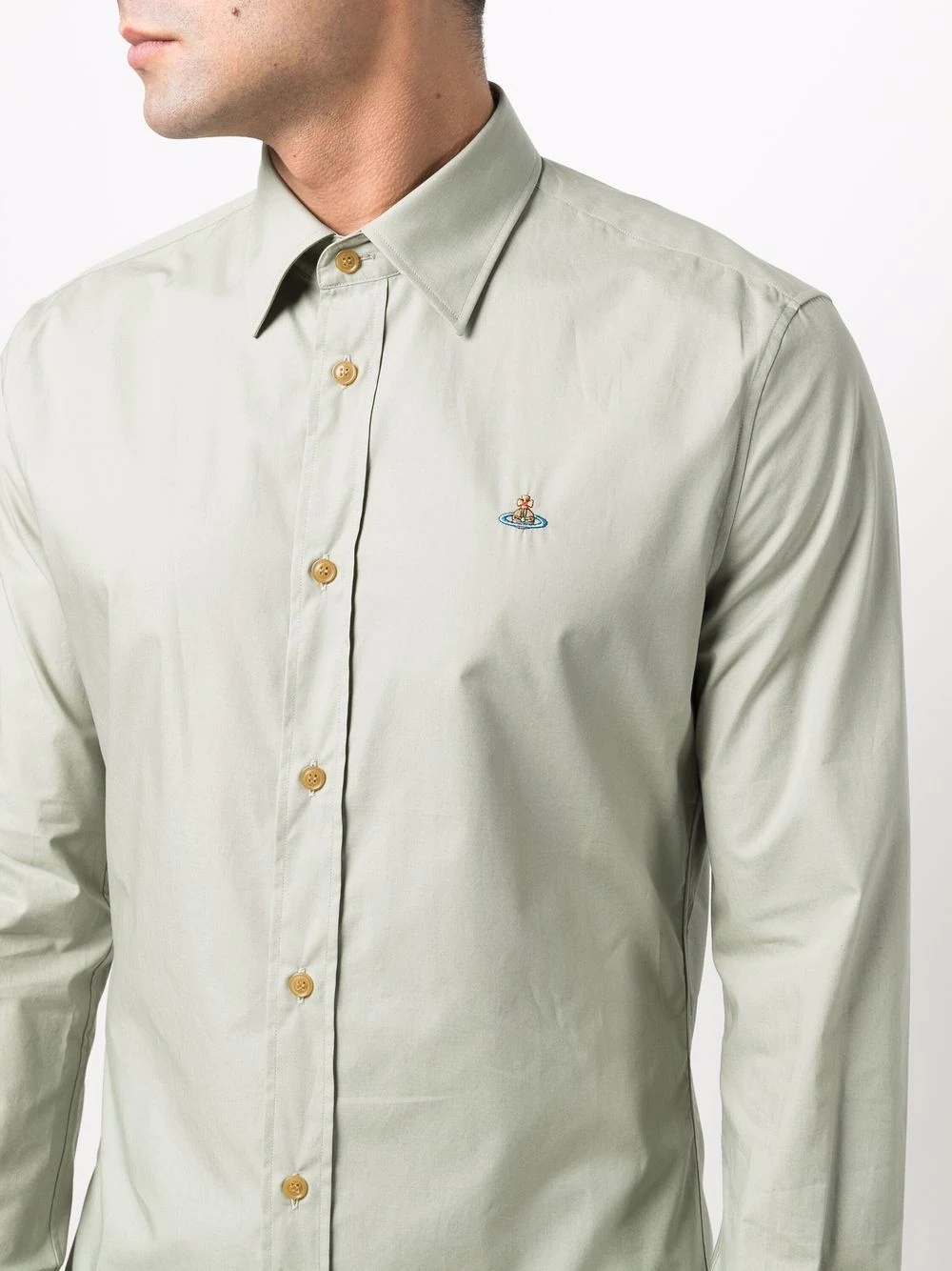 embroidered-logo cotton shirt - 5