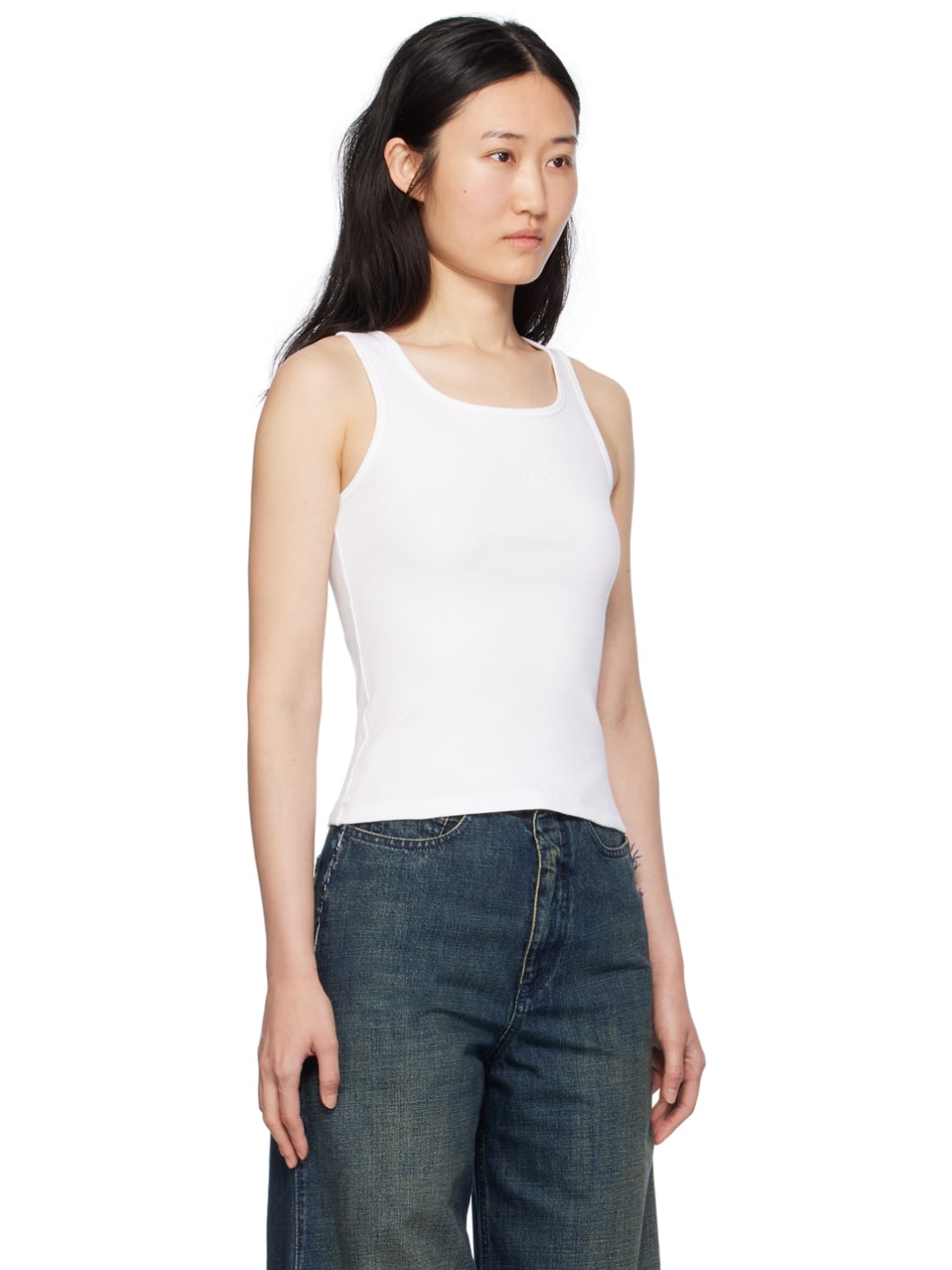 White Scoop Neck Tank Top - 2