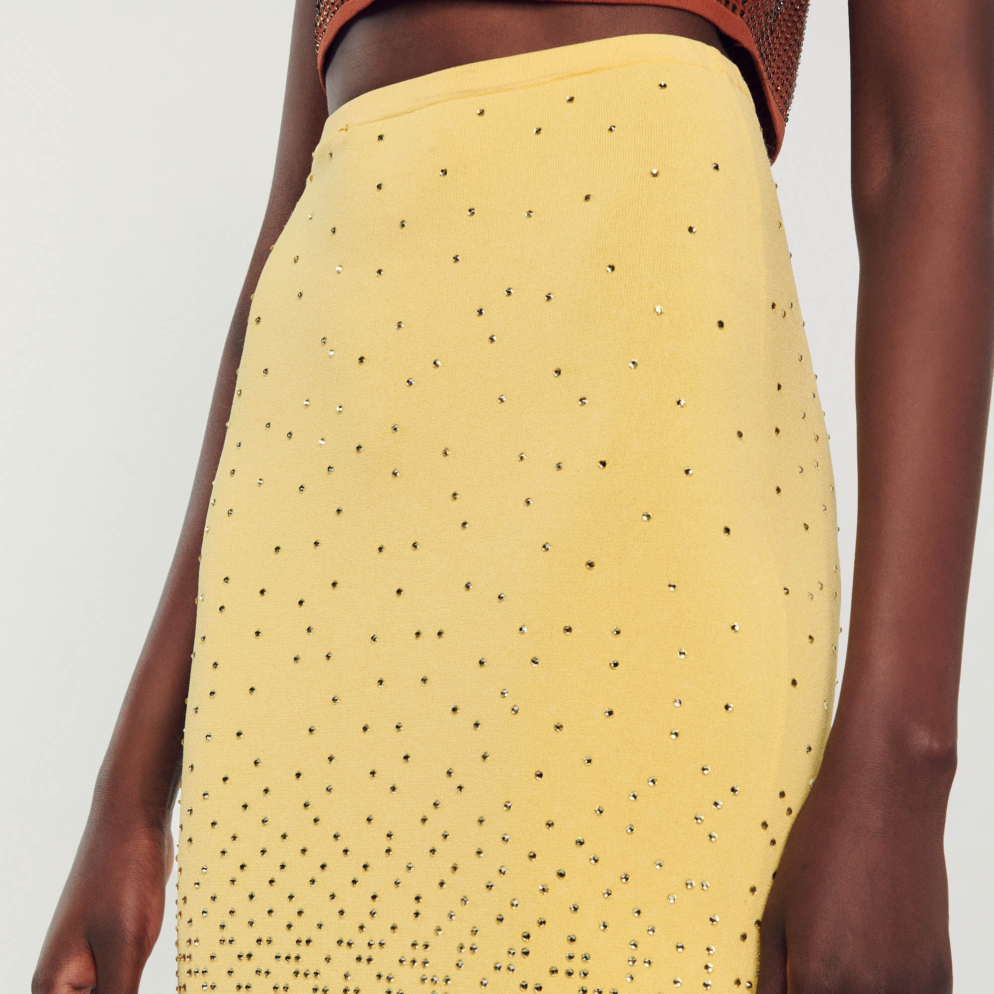 RHINESTONE-EMBELLISHED MIDI SKIRT - 4