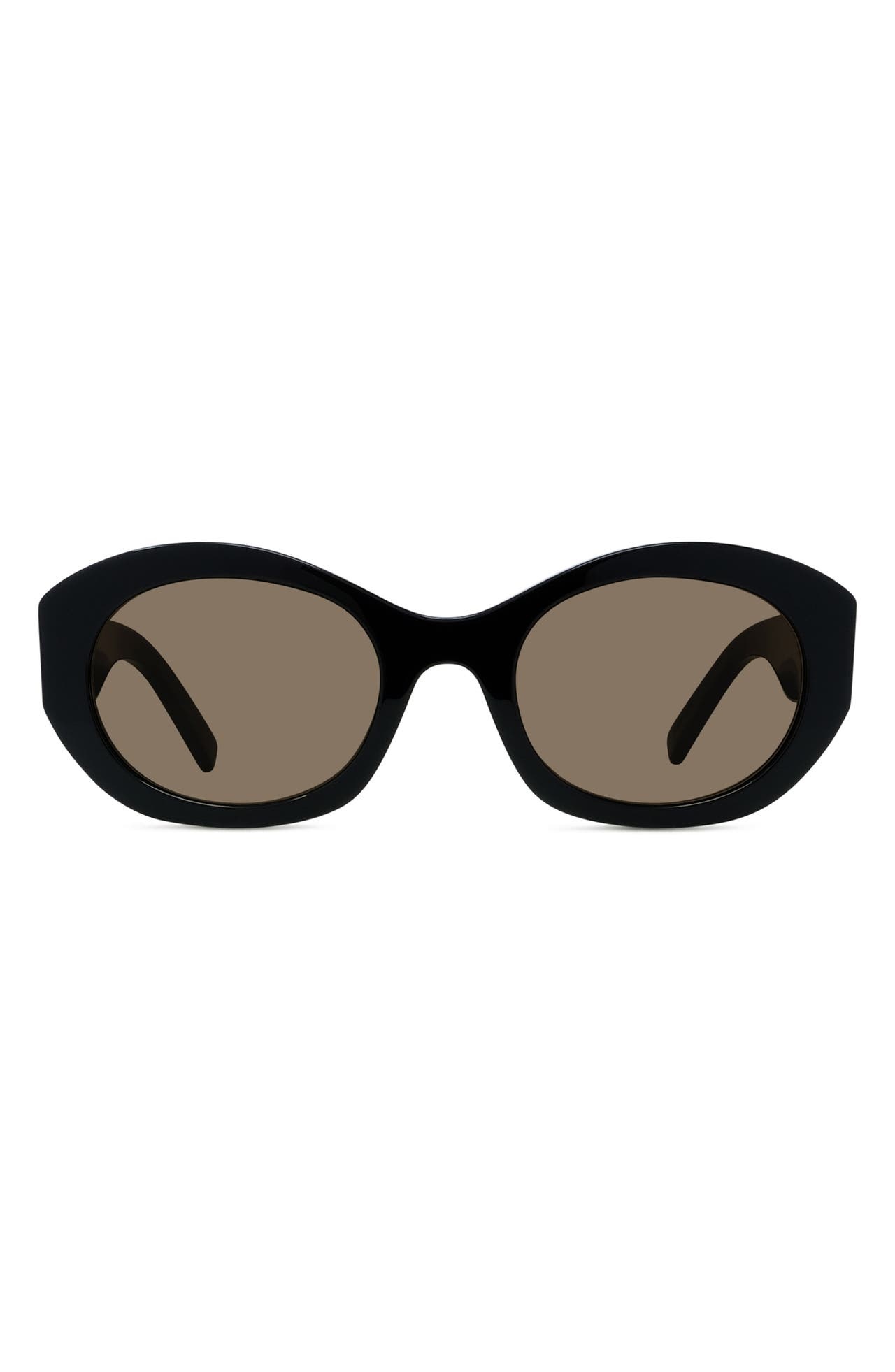 Givenchy 4G Oval Sunglasses in Shiny Black /Brown at Nordstrom - 1