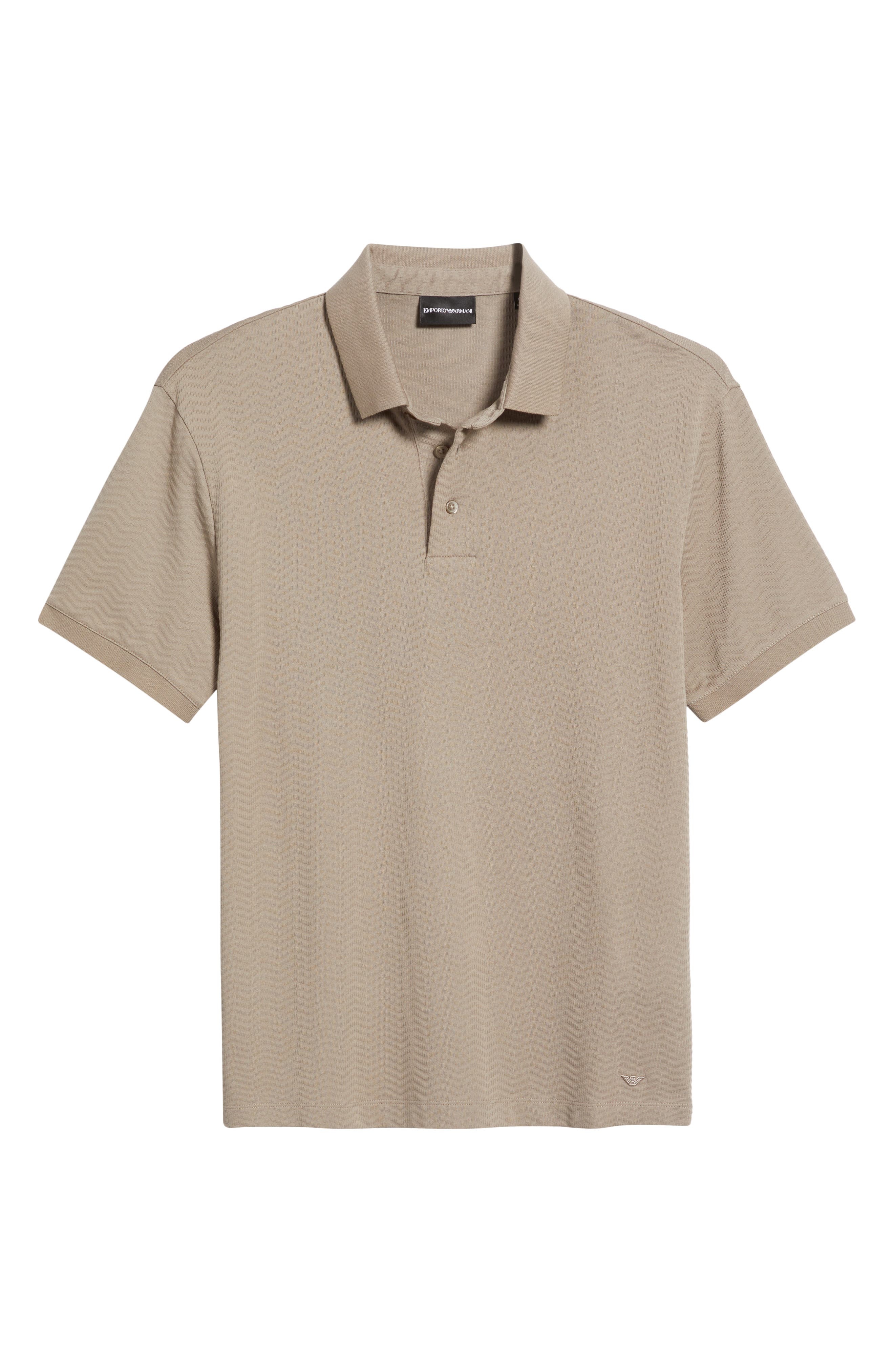 Emporio Armani Tonal Textured Wave Cotton Polo in Beige at Nordstrom - 5