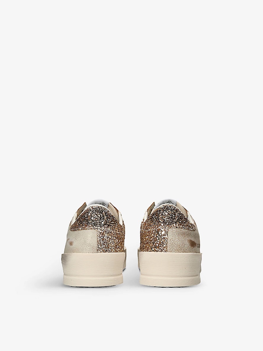 Stardan star glitter-embellished leather trainers - 4