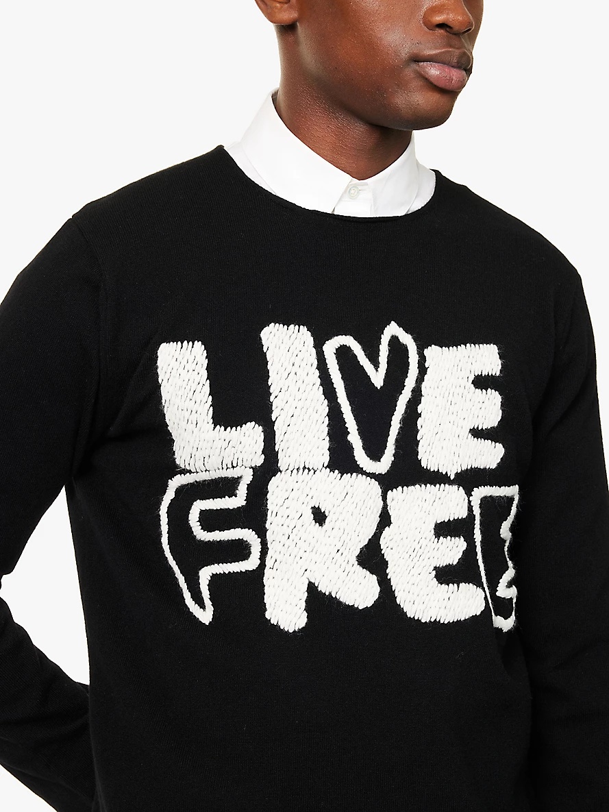 Live Free embroidered knitted wool jumper - 5