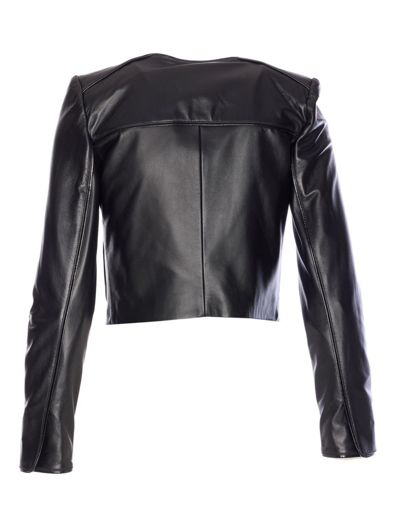 ELISABETTA FRANCHI hook-fastening leather jacket outlook