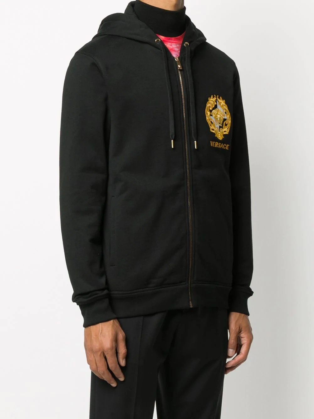 Medusa print detail zip-up hoodie - 3