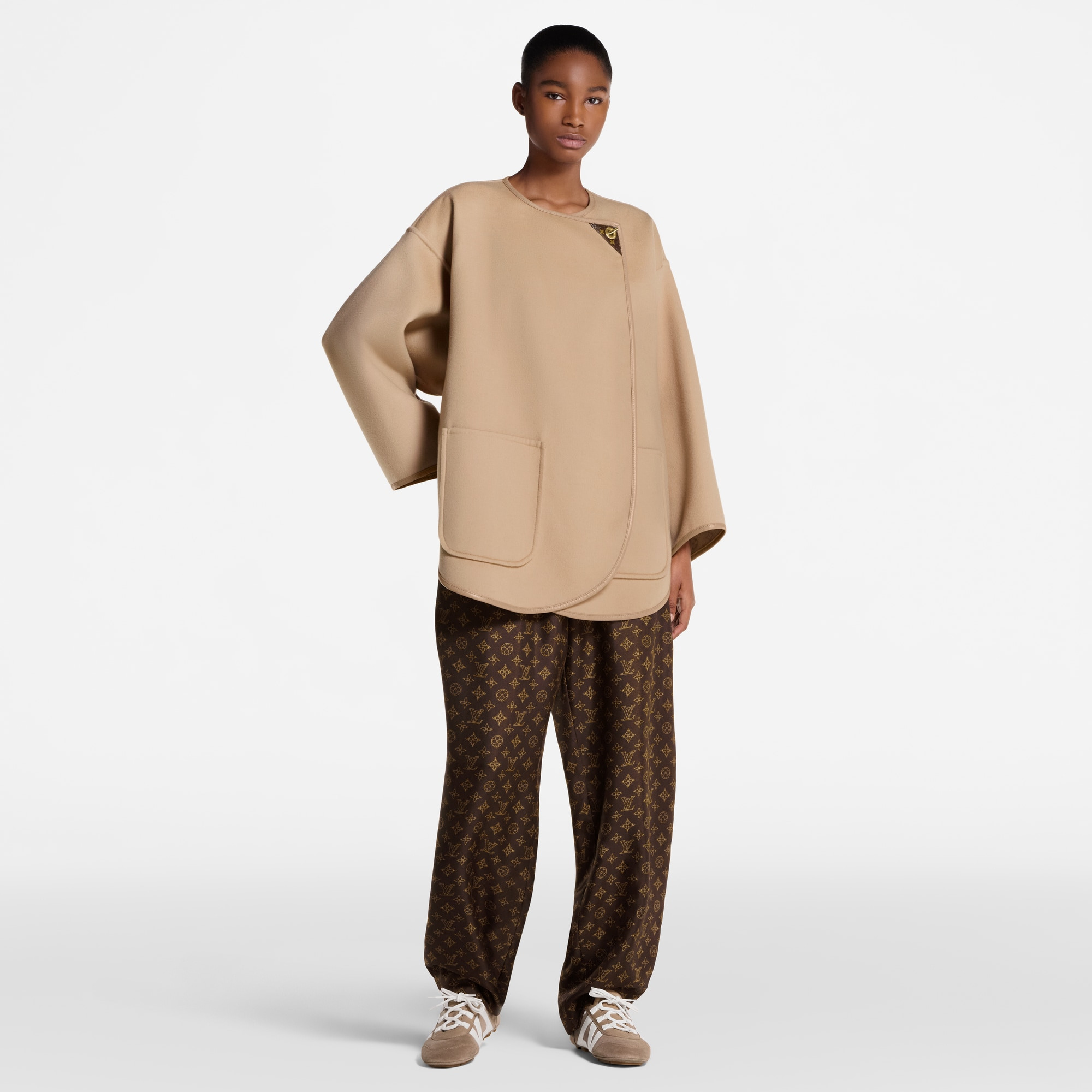 Long Double Face Toggle Detail Coat - 6