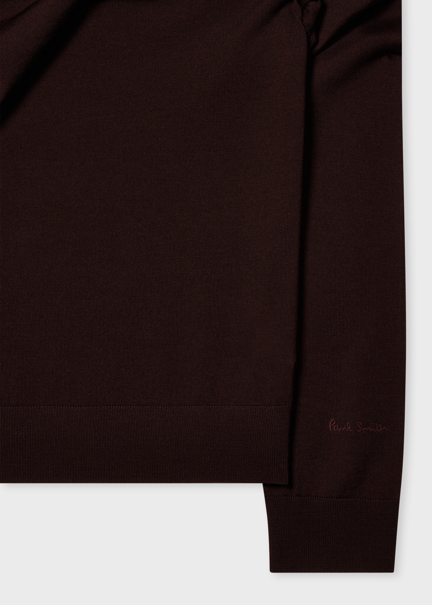 Burgundy Merino Wool Knitted Long-Sleeve Polo Shirt - 2