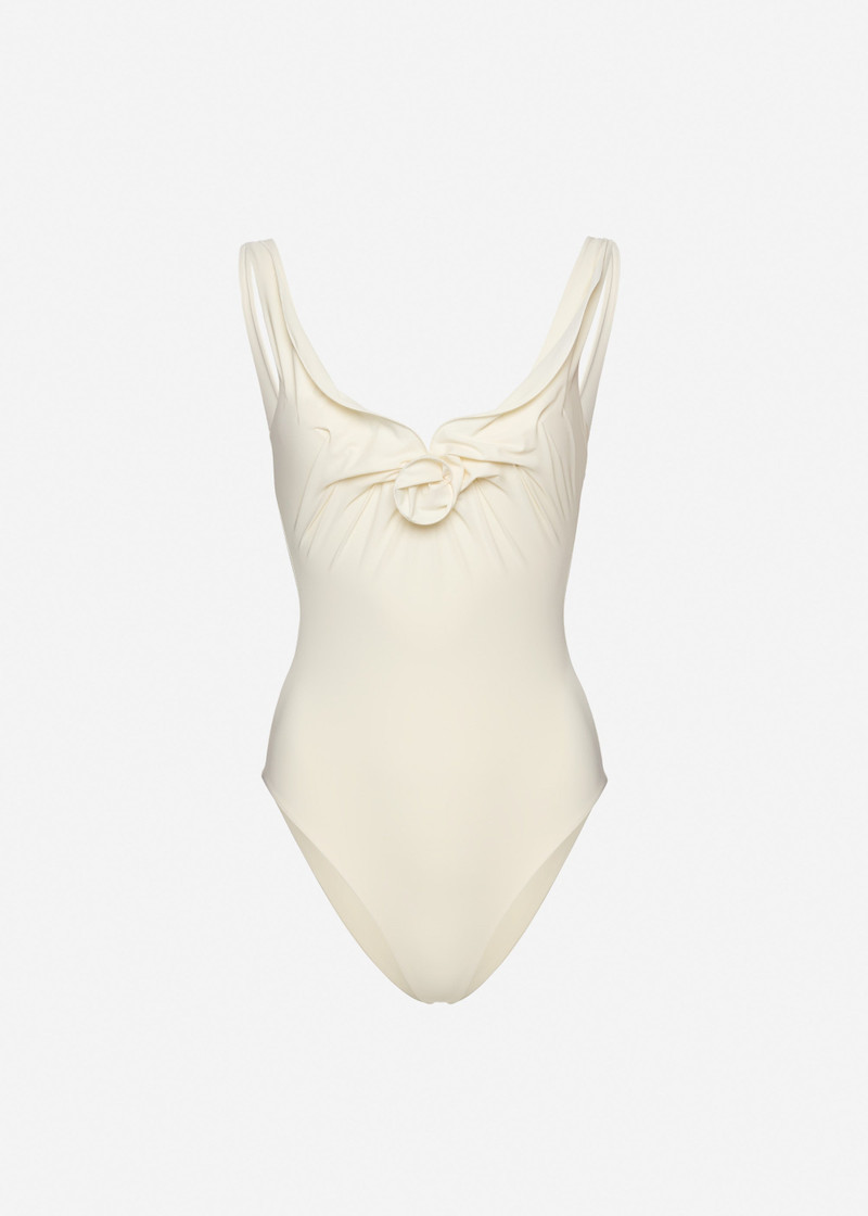 Flower detail swimsuit in cream 1
