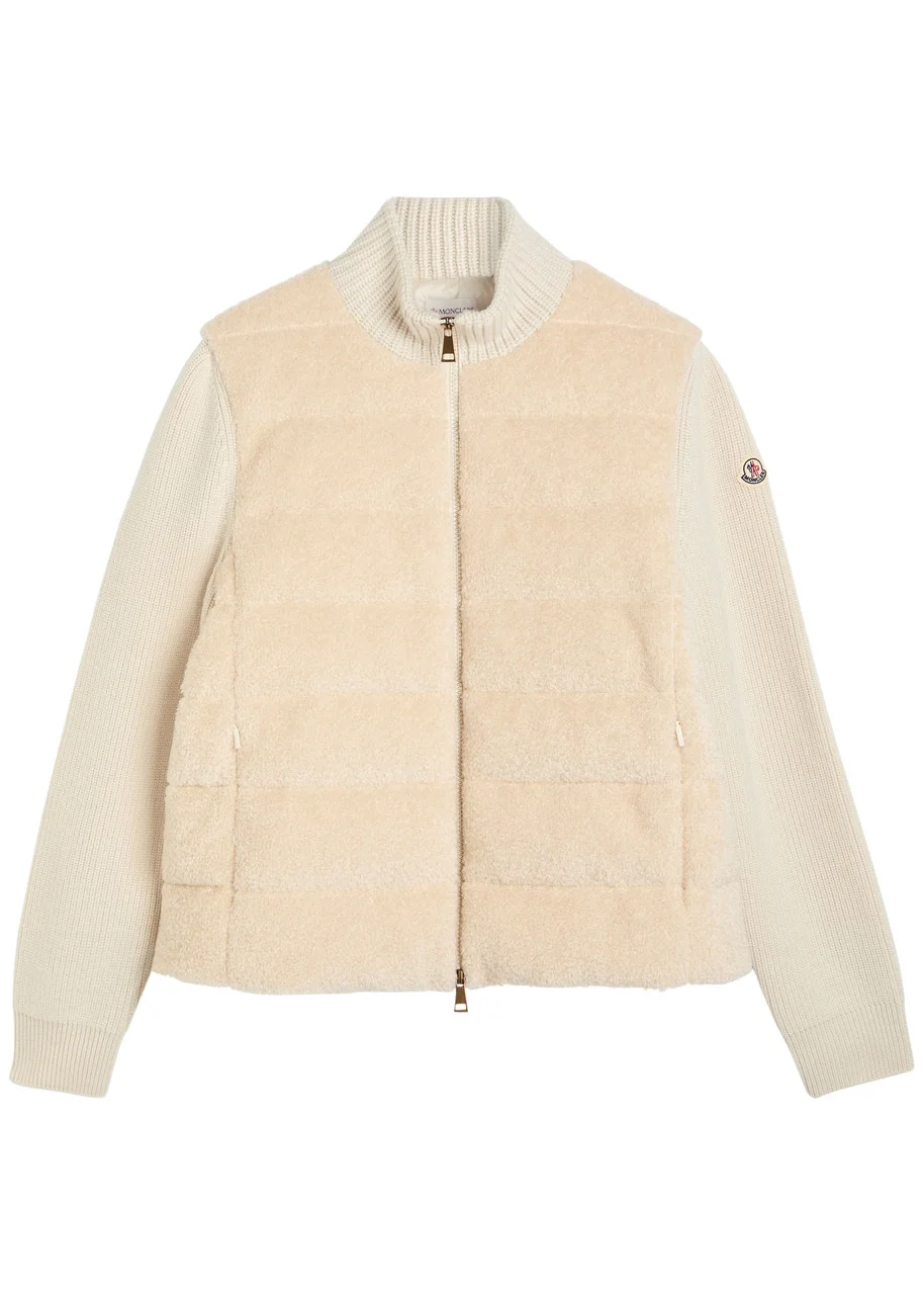 Moncler Quilted Wool and Teddy Cardigan - 1