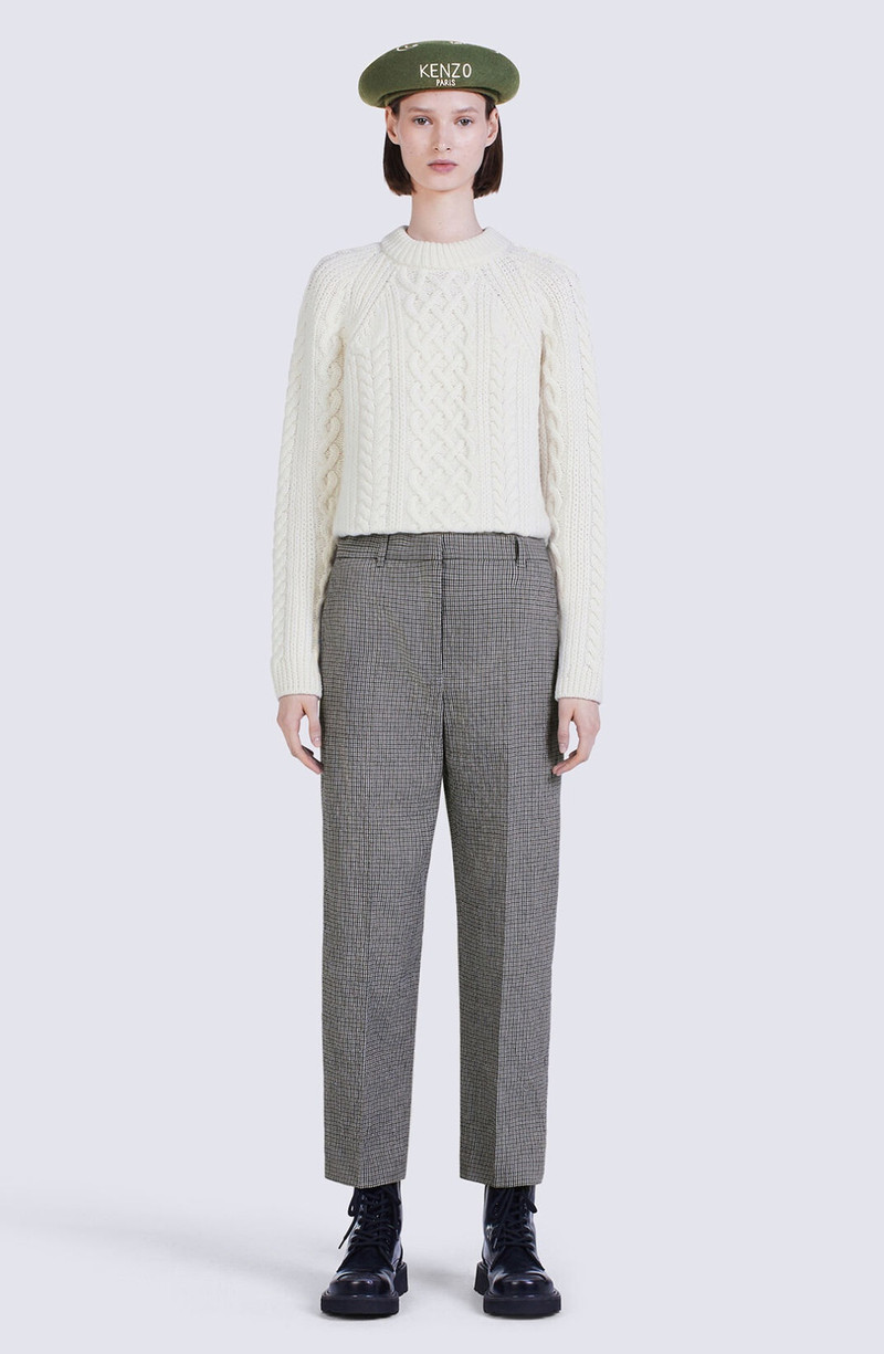 KENZO Cropped checked tailored trousers outlook