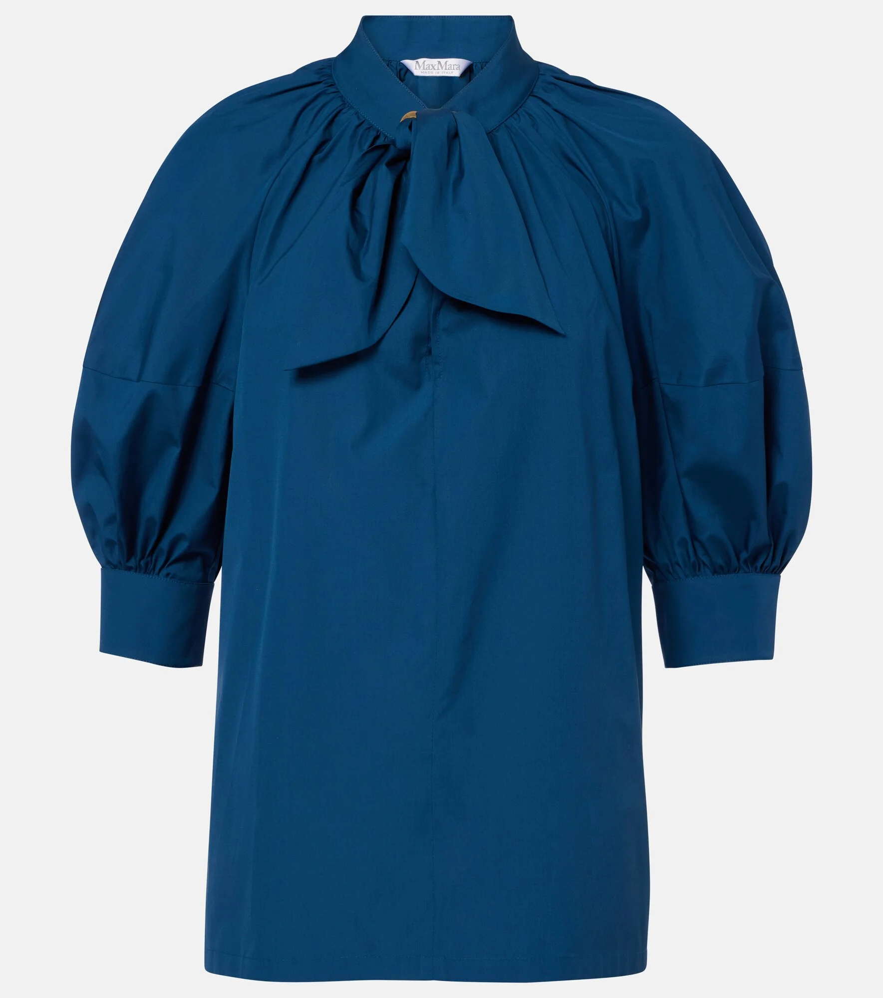 Tie-neck cotton poplin blouse - 1