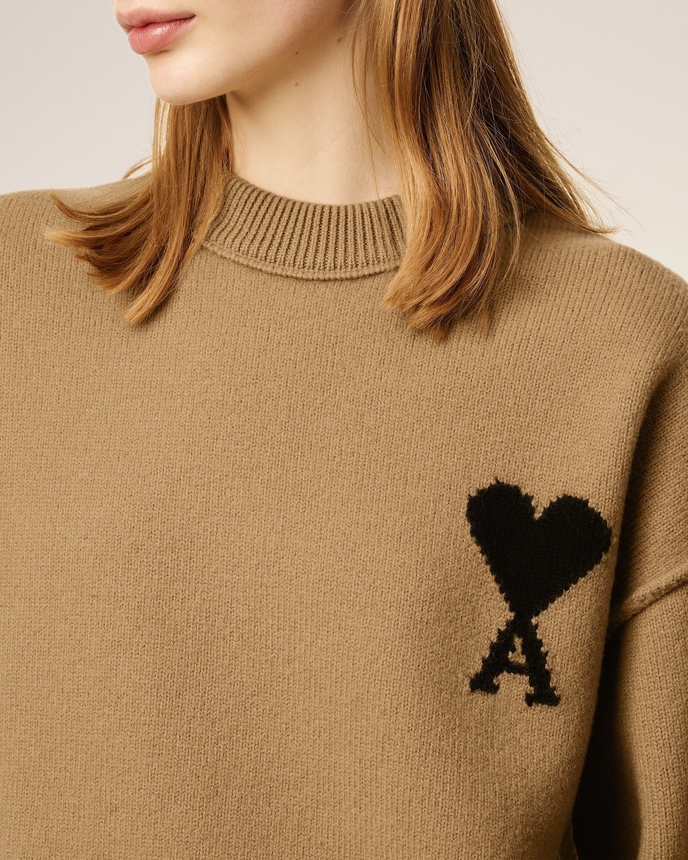 BROWN WOOL AMI DE COEUR CREWNECK SWEATER - 4