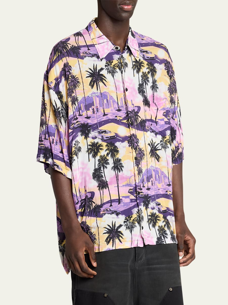 BALENCIAGA Men's Viscose Hawaiian Camp Shirt outlook