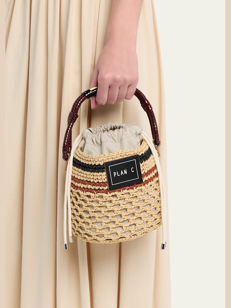 Plan C Woven Raffia Bucket Bag outlook