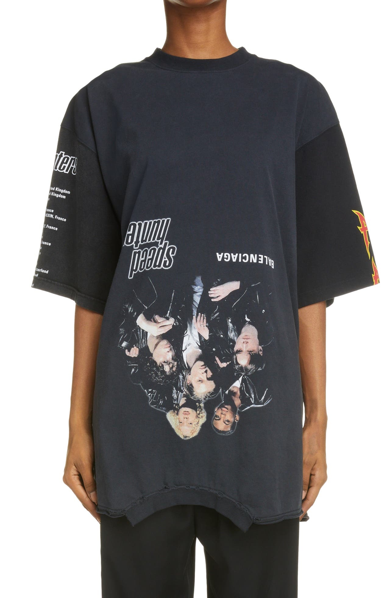 Balenciaga Speed Hunters Oversize Upside Down Graphic Tee in Mix Of Black W at Nordstrom - 1