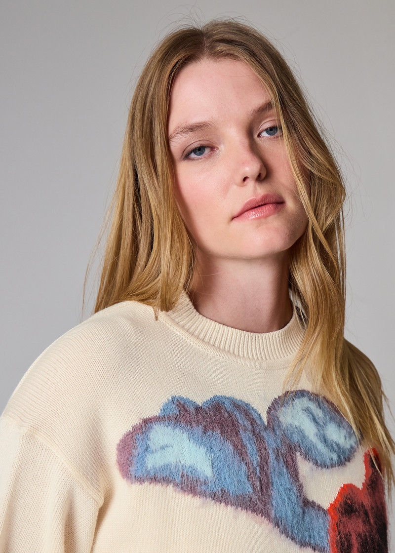 Women's Cream 'Hazy Floral' Oversized Sweater 5