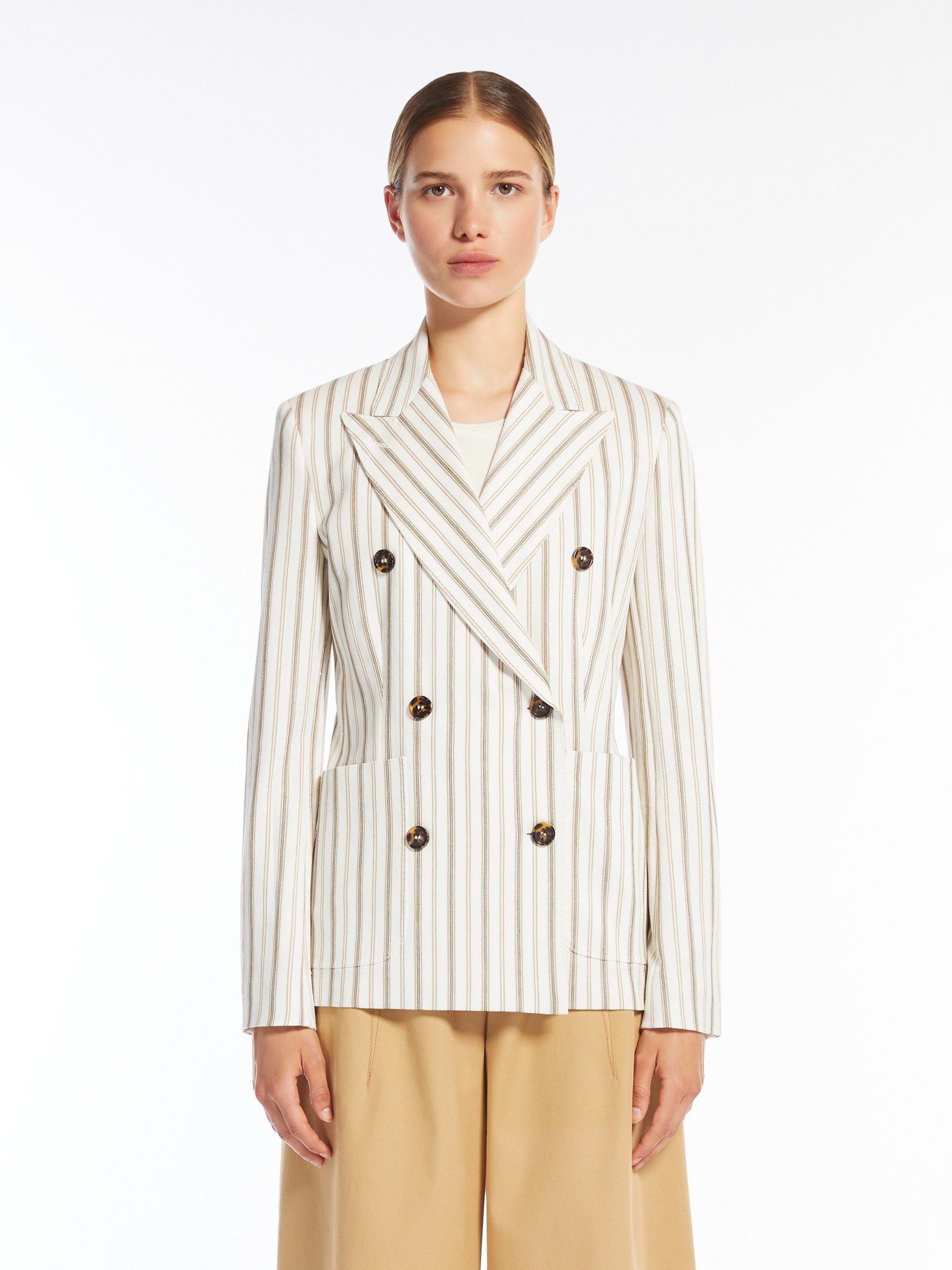 PENSILE Slim-fit blazer in a patterned cotton and linen - 3