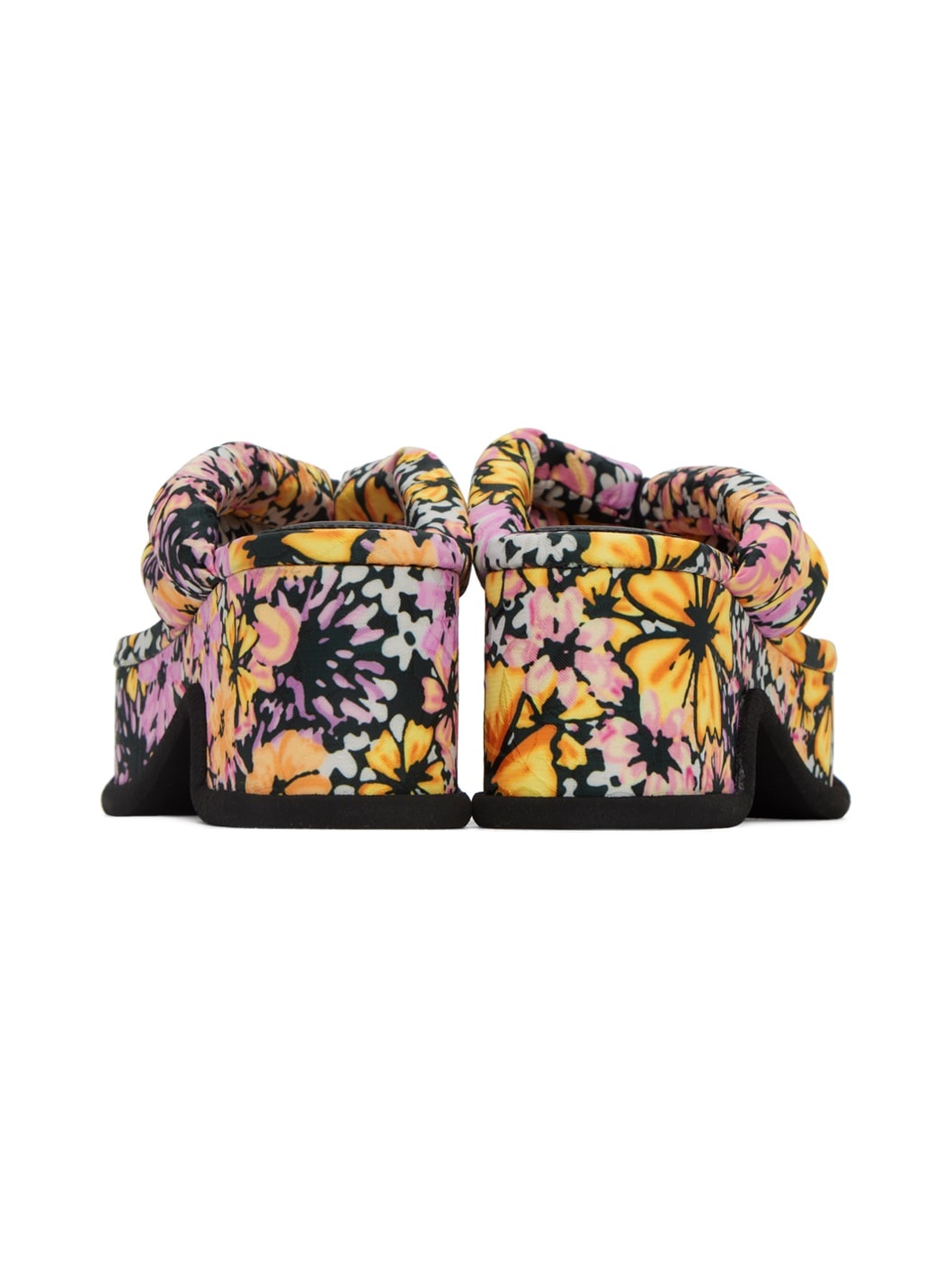 Black Floral Platform Heeled Sandals - 2