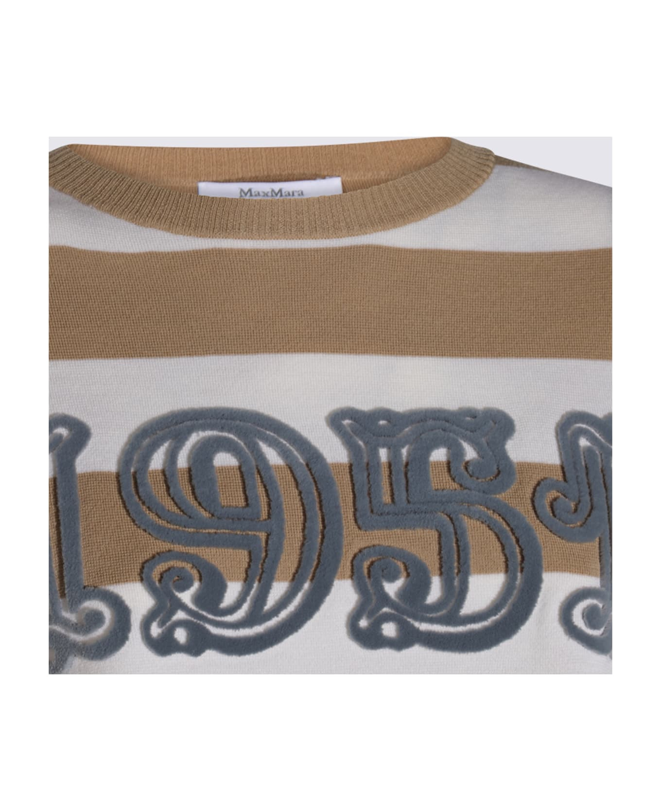 White And Beige Wool Kmitwear - 3