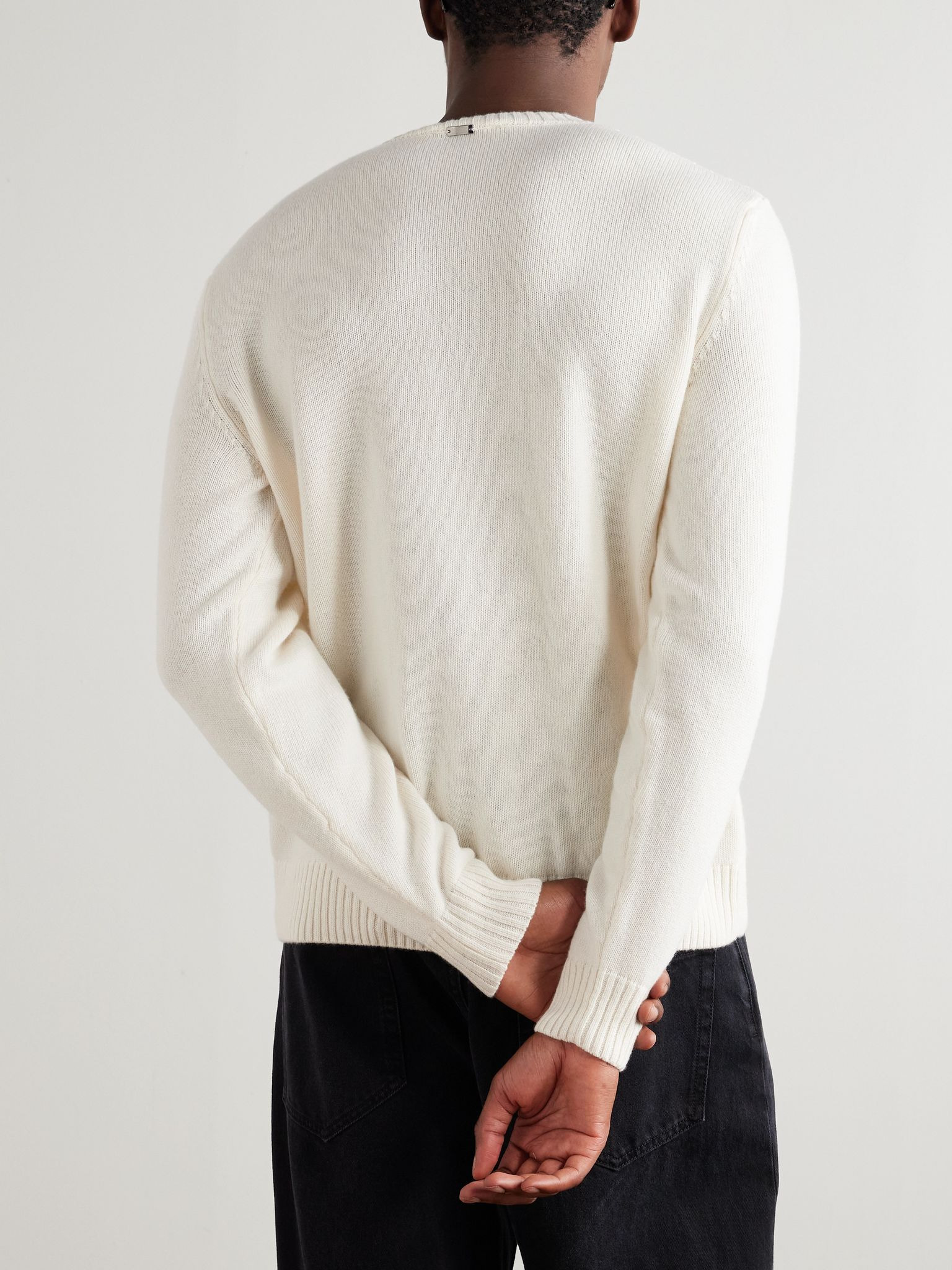 Jacquard-Knit Cashmere Sweater White - 4