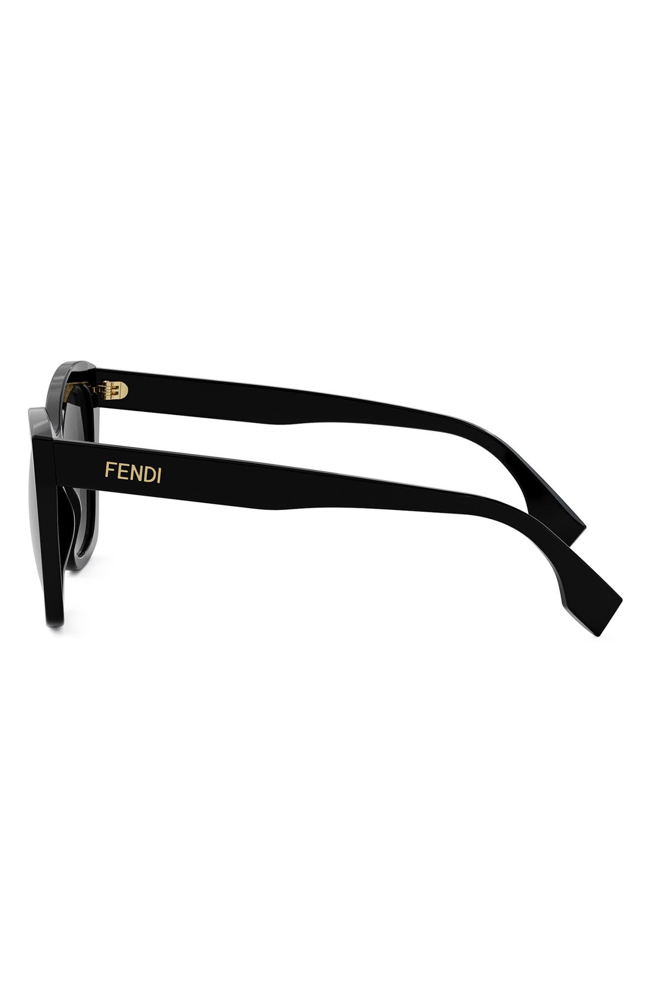 'Fendi Lettering 55mm Gradient Square Sunglasses in Shiny Black /Gradient Smoke at Nordstrom - 5