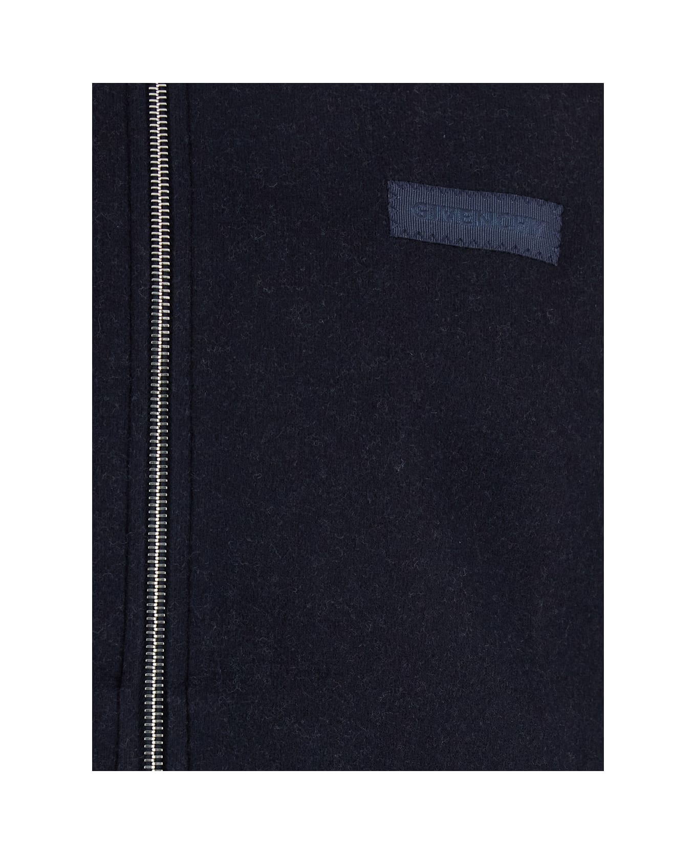 Blue Jacket With High Neck And Logo Patch On The Front In Wool And Cashmere Blend Man - 3