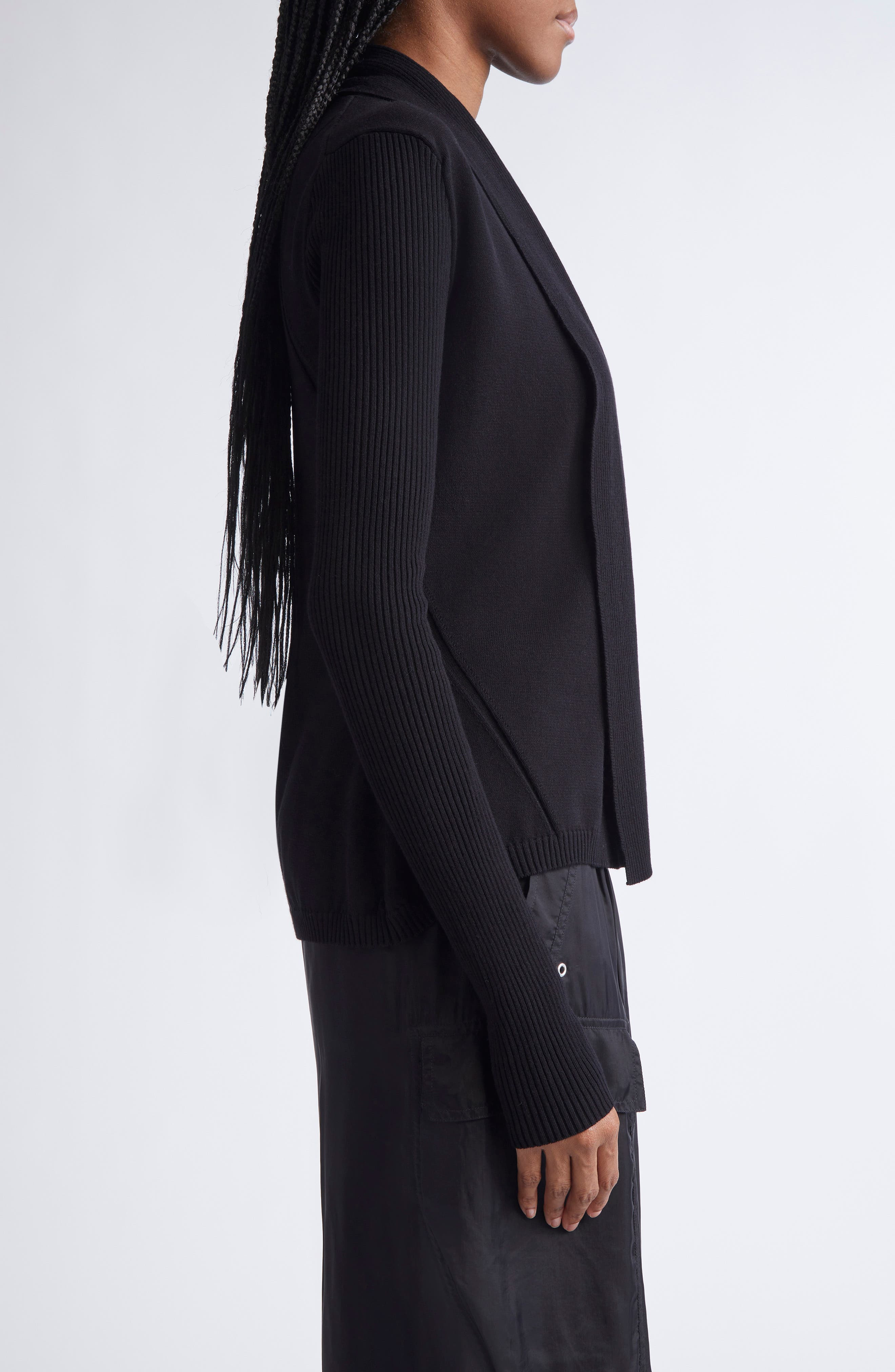 Rick Owens Open Front Rib Cardigan in Black at Nordstrom - 4