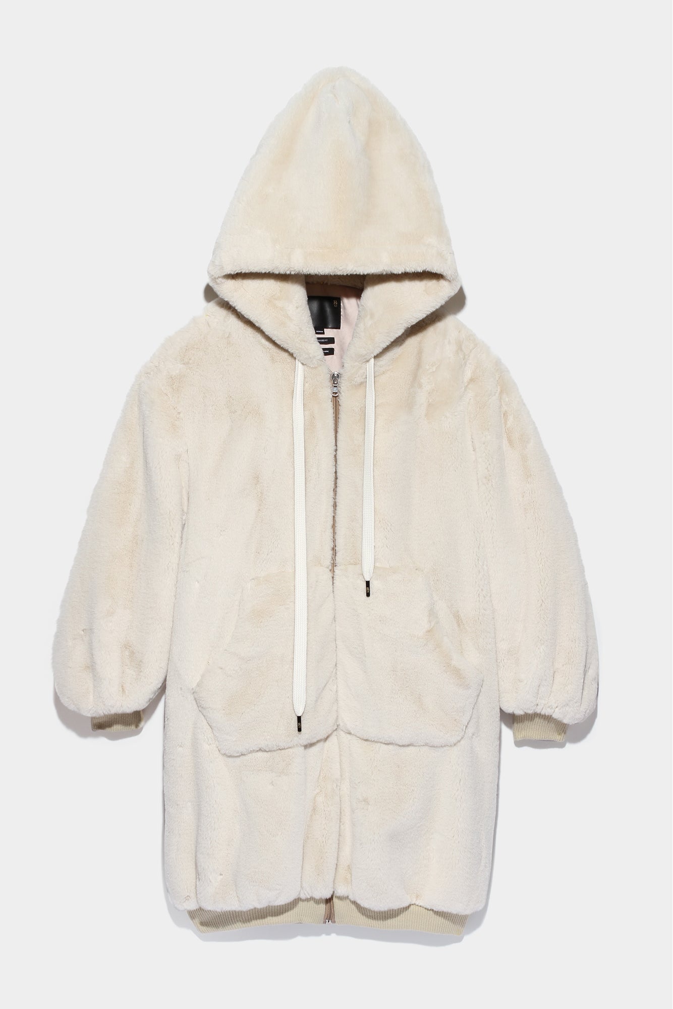 R13 OVERSIZED ZIP HOODIE COAT - ECRU