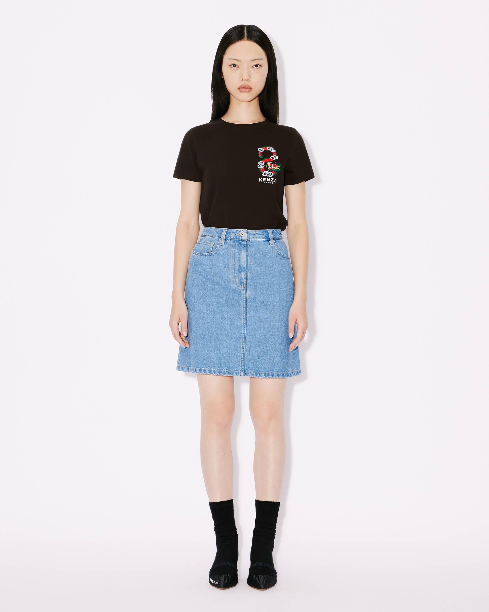 'Year of the Dragon' embroidered Japanese denim miniskirt - 3