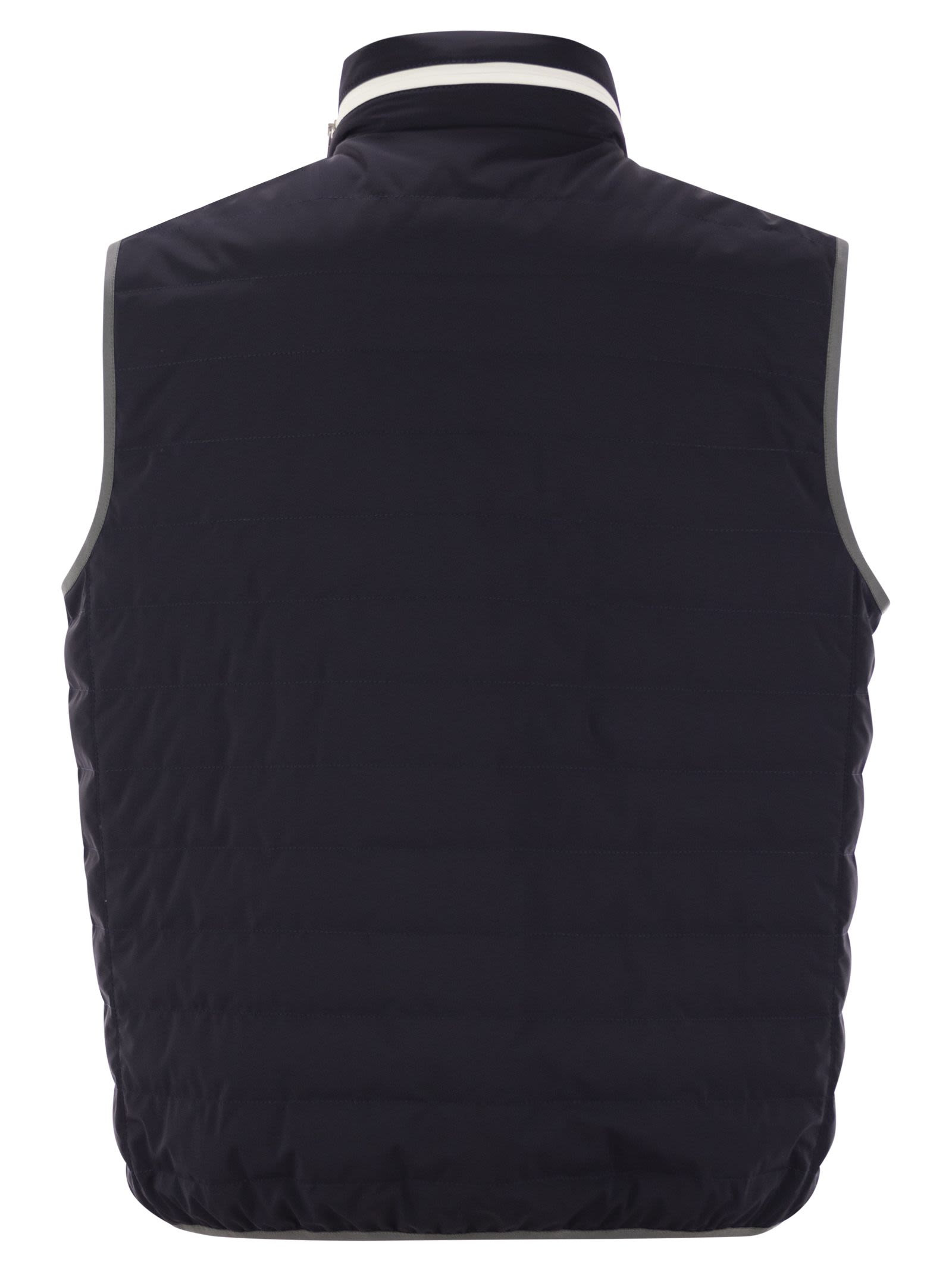 Brunello Cucinelli Men Sleeveless Nylon Down Jacket With Logo And Removable Hood - 2