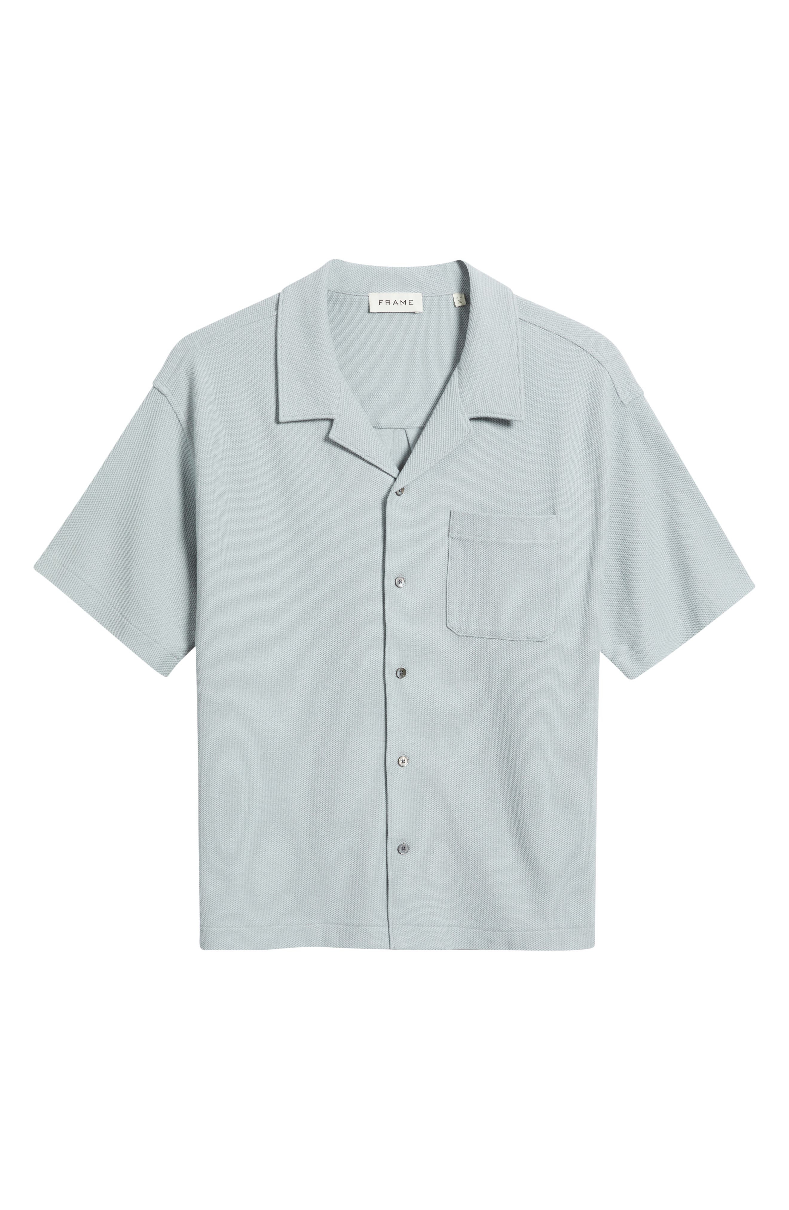 FRAME Relaxed Jacquard Camp Shirt in Grey Blue at Nordstrom - 6