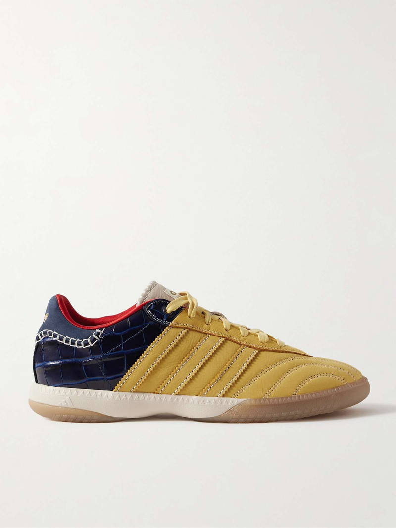 + Wales Bonner Samba Millennium Panelled Suede and Croc-Effect Leather Sneakers - 1