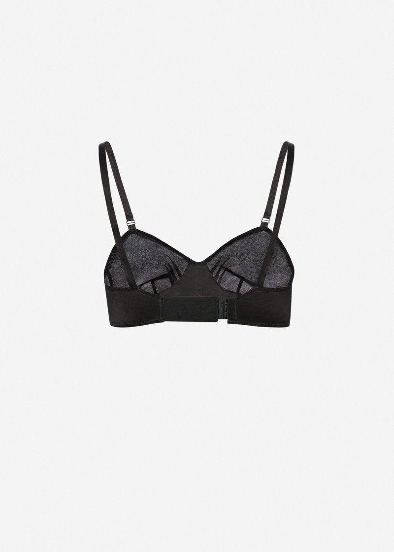 MAGDA BUTRYM Lace-insert satin bra in black outlook