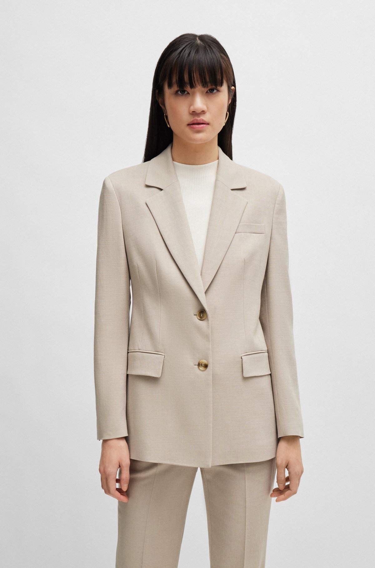 SINGLE-BREASTED JACKET IN STRETCH FABRIC - 2
