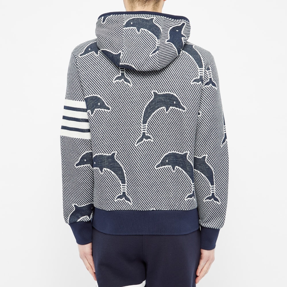 Thom Browne Dolphin Jacquard Four Bar Zip Hoody - 5