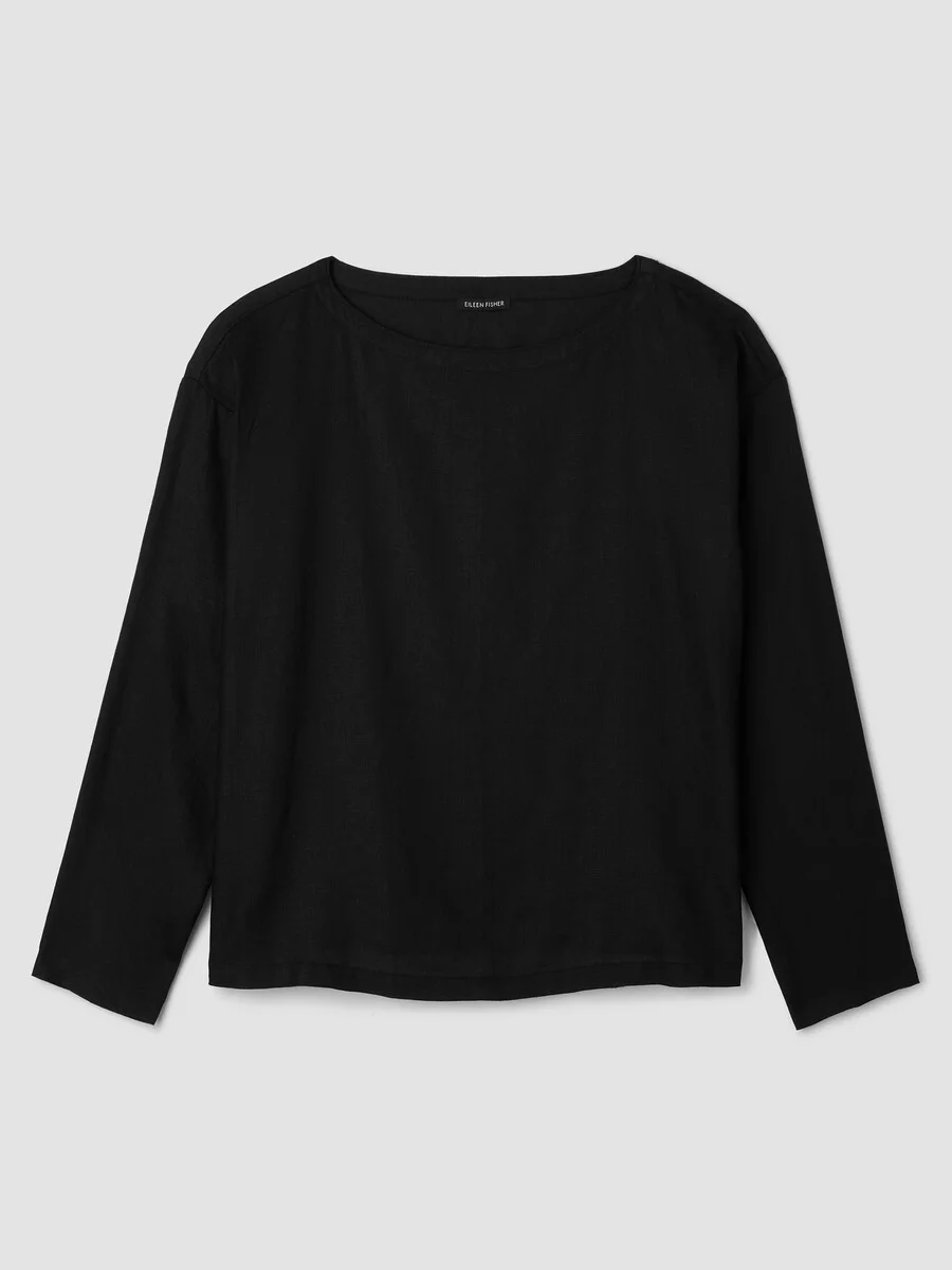 Organic Handkerchief Linen Bateau Neck Box-Top - 1