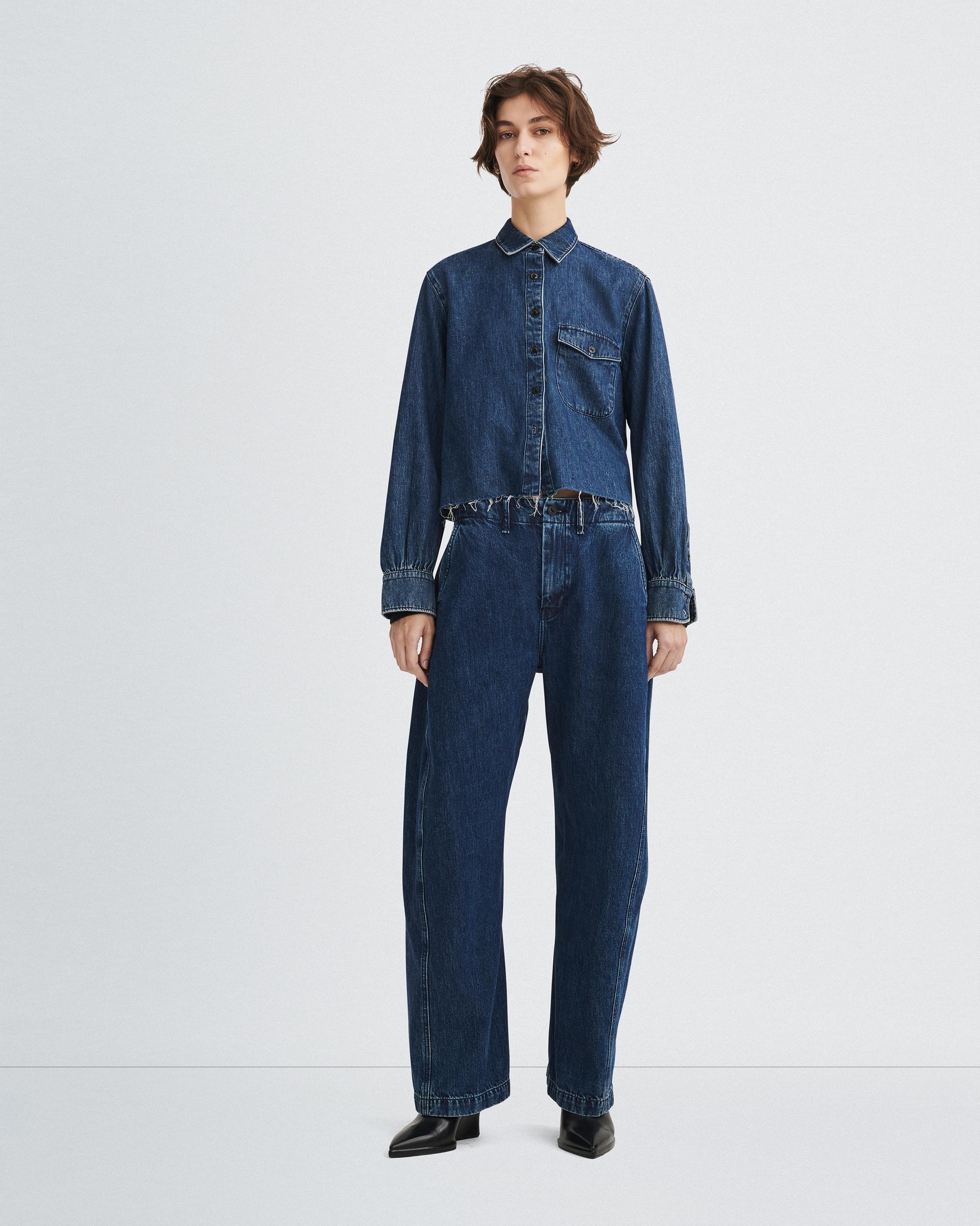 Maxine Cropped Denim Shirt
Classic Fit Button Down - 2