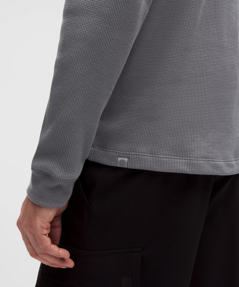 Cotton-Blend Waffle Knit Long-Sleeve Henley 5