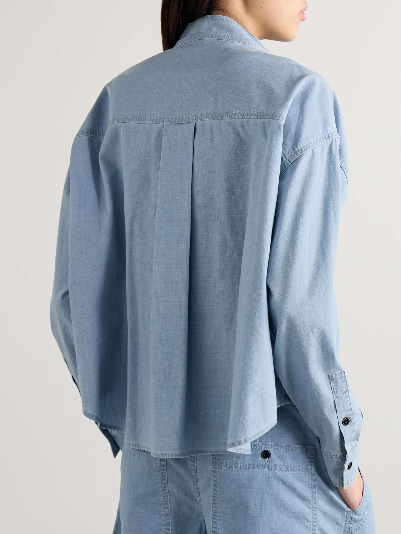 Vero cotton-chambray shirt Mid denim - 4