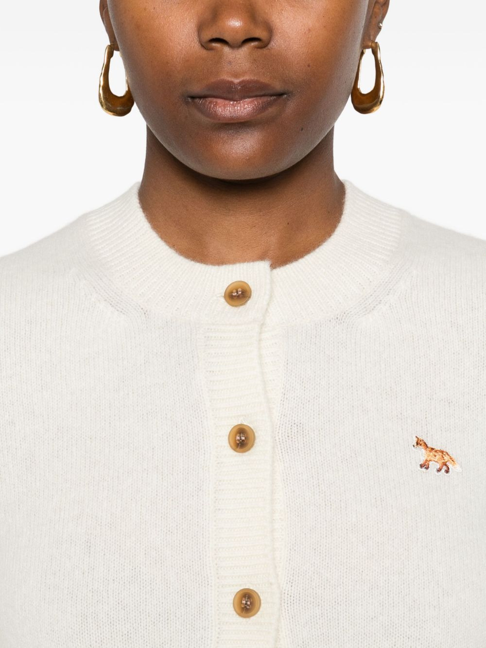 fox-embroidered lambswool cardigan - 5