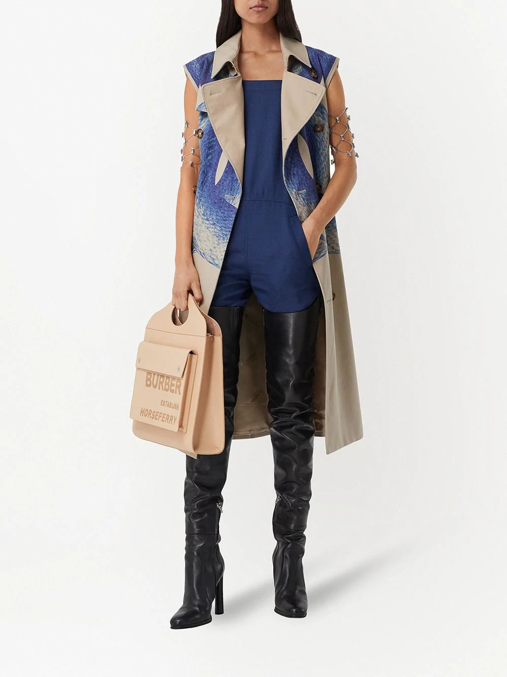 square-neck slim-cut dungarees - 3