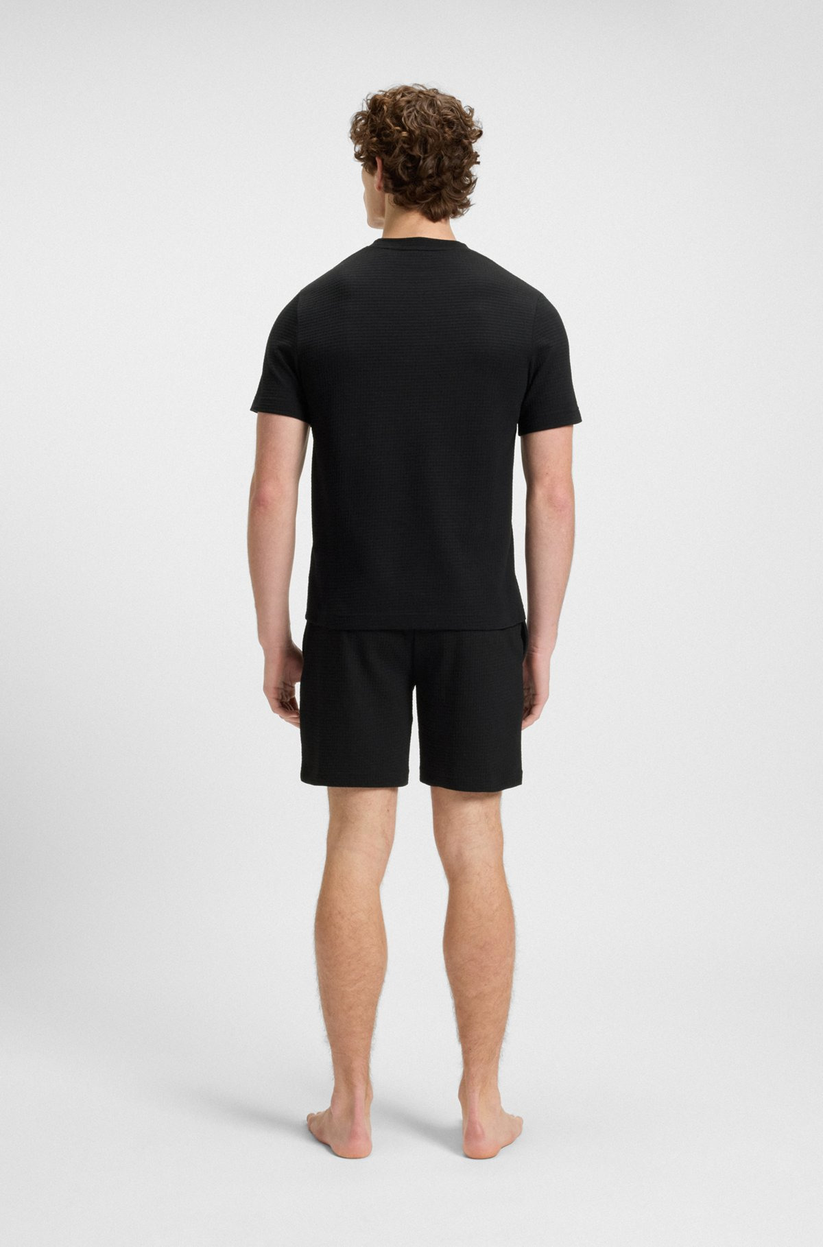 WAFFLE-STRUCTURED PAJAMA T-SHIRT WITH EMBROIDERED LOGO - 4