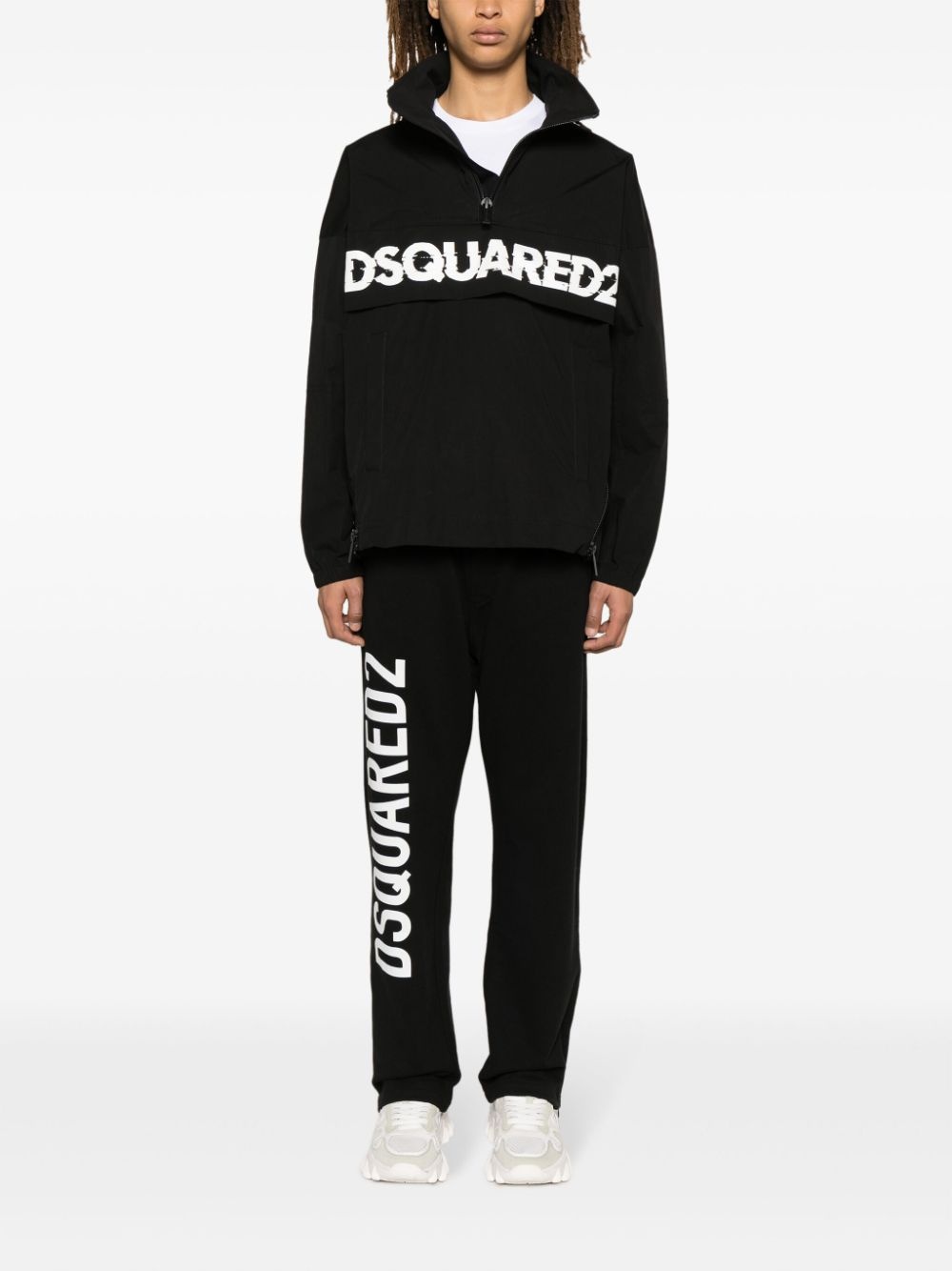 logo-print poplin half-zip jacket - 2